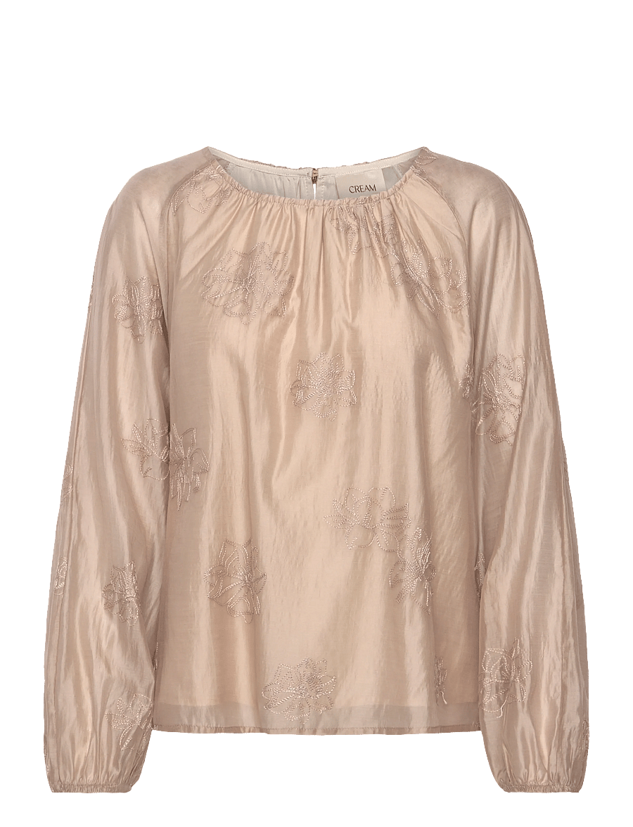 Cream - CRBine Blouse - long sleeved blouses - cobblestone - 0