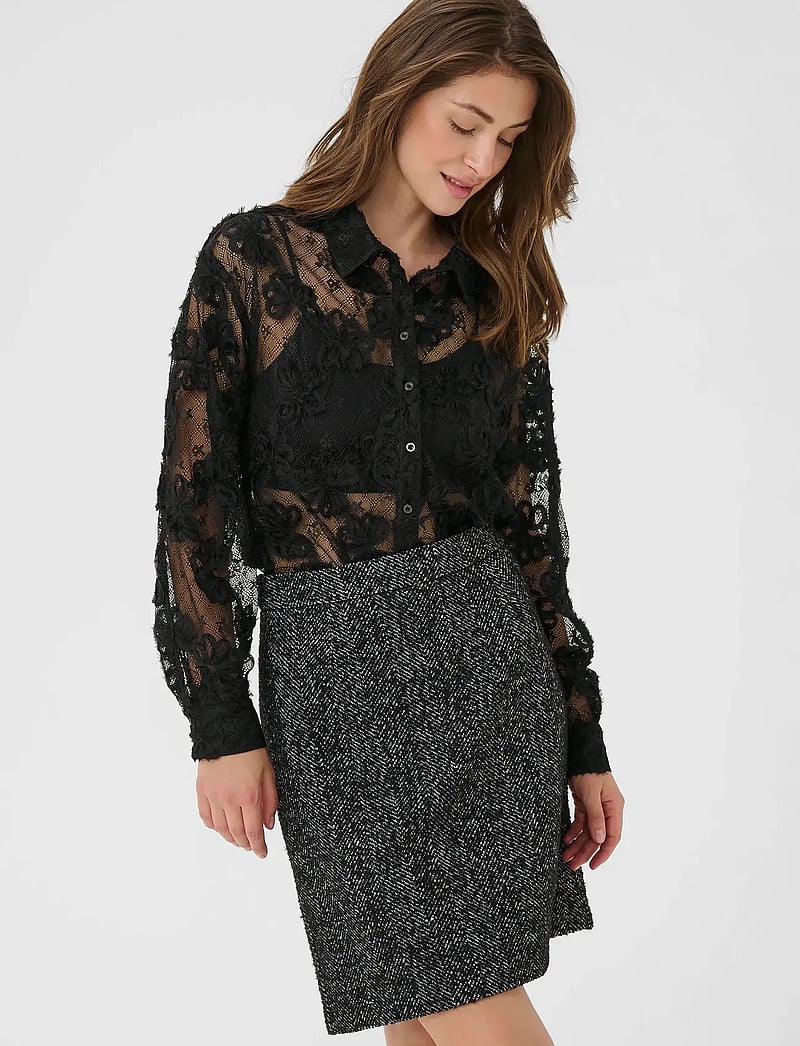 Cream - CRRory Shirt - pitkähihaiset kauluspaidat - pitch black - 0