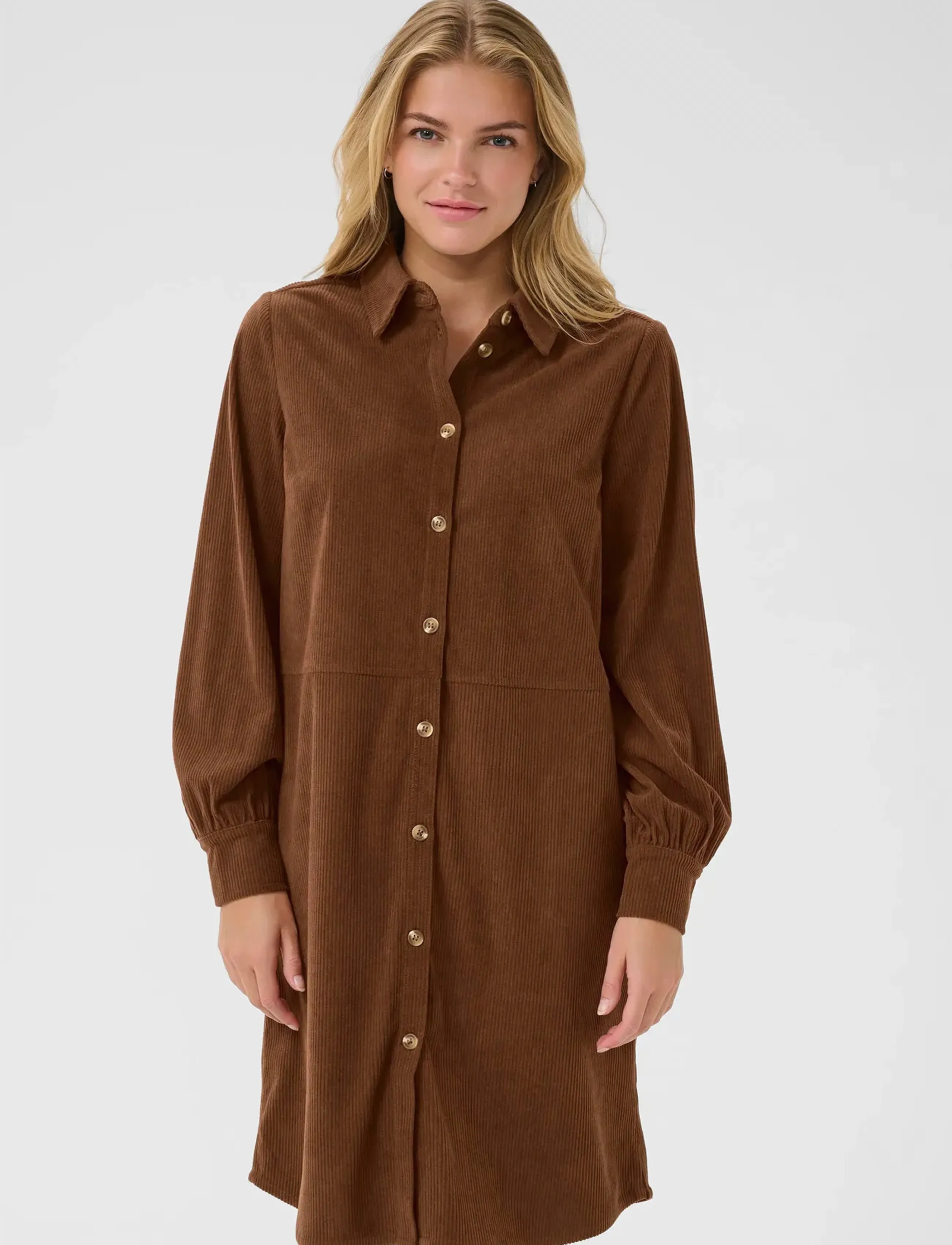 Cream Crkanna Dress, Kvinder, Fløjls Skjortekjole, Brun, Str: 38