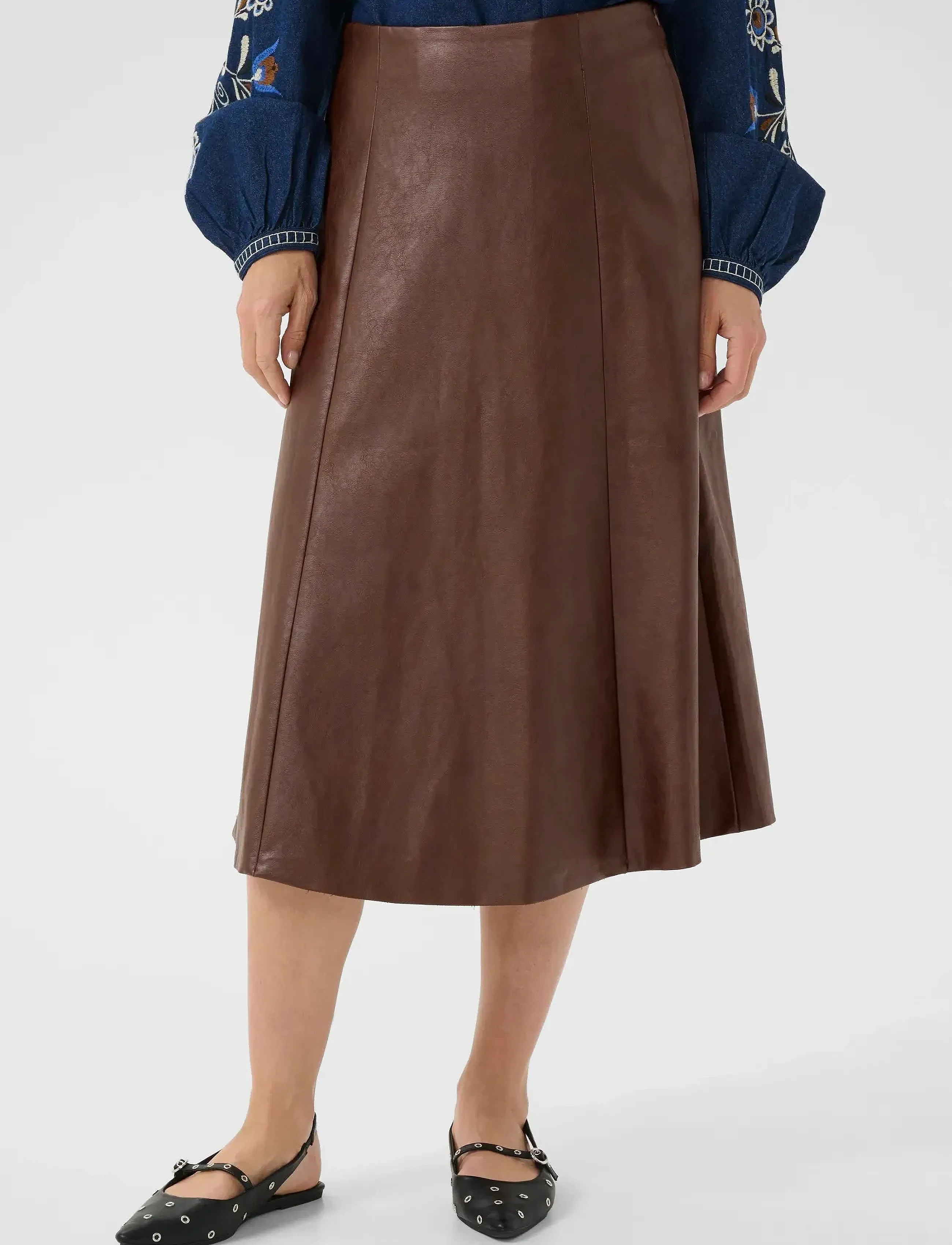 Cream Crpaloma Skirt, 34, Brown, Nederdele > Knælange Og Midi Nederdele, Dame