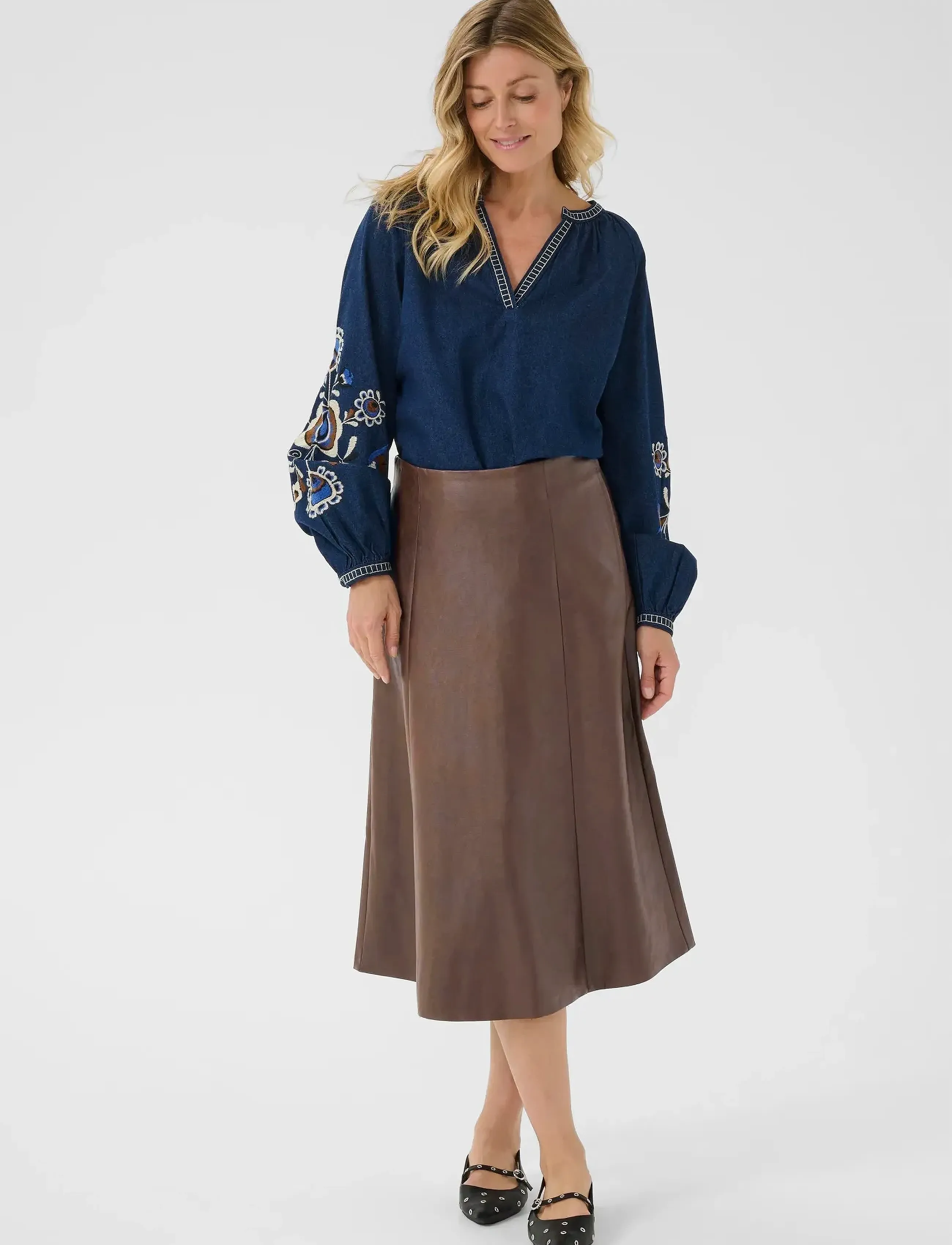 Cream - CRPaloma Skirt - midi skirts - brown washed - 3