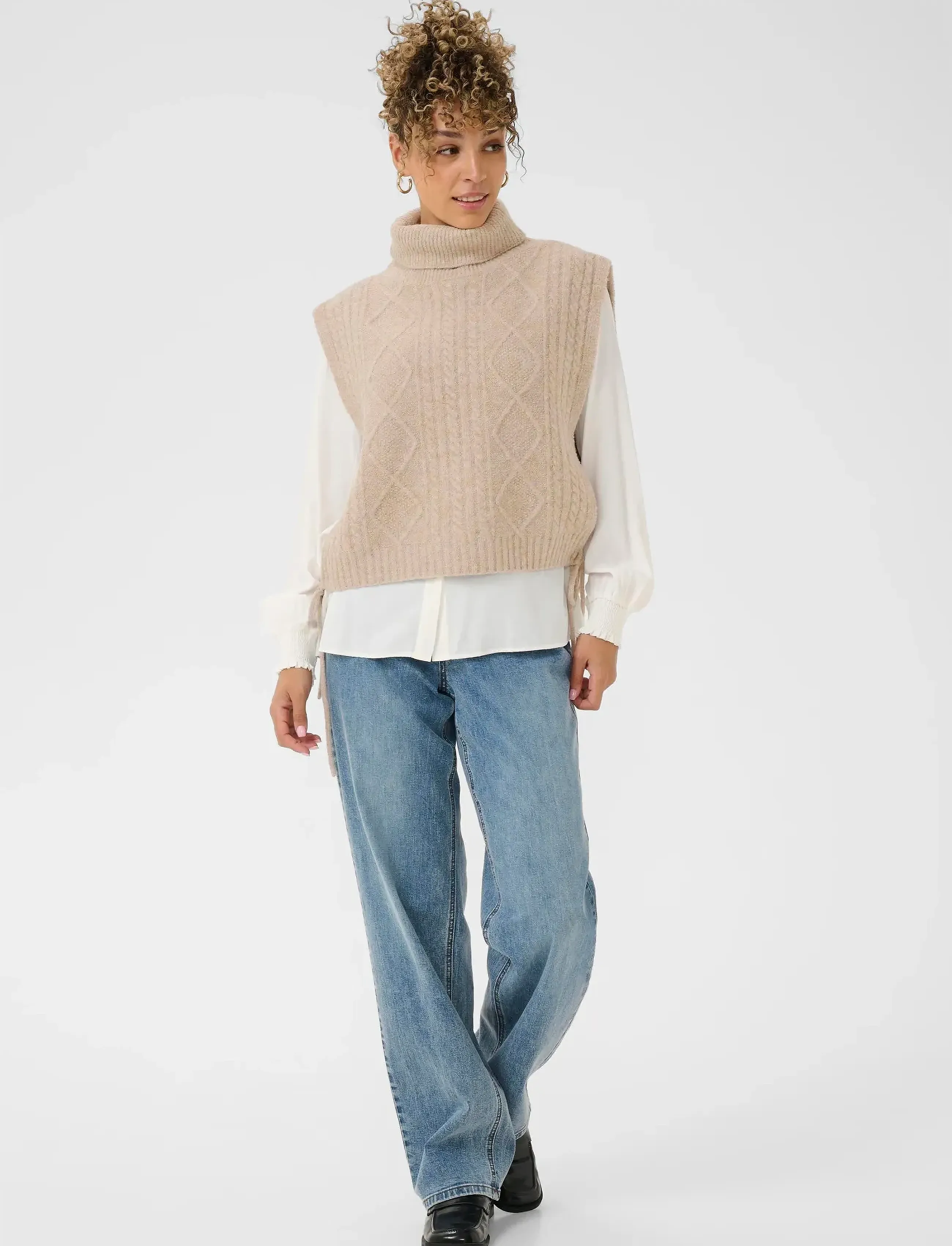 Cream - CRFrina Knit Slipover - knitted vests - cobblestone melange - 3