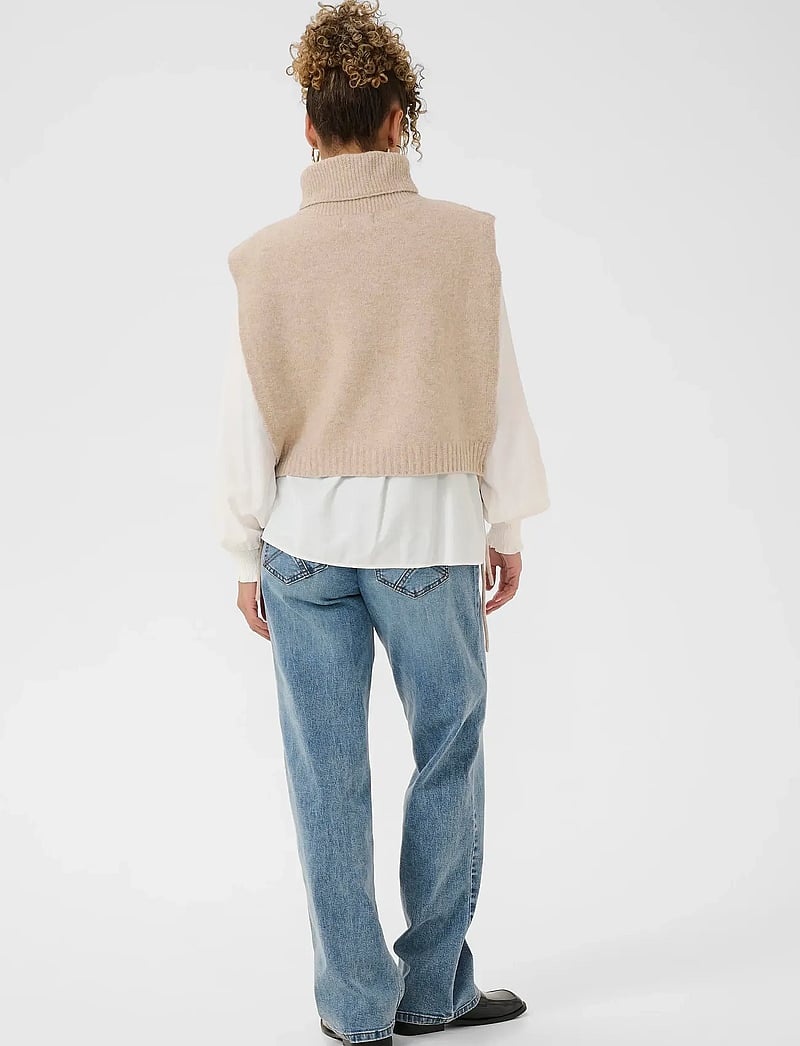 Cream - CRFrina Knit Slipover - strikveste - cobblestone melange - 4