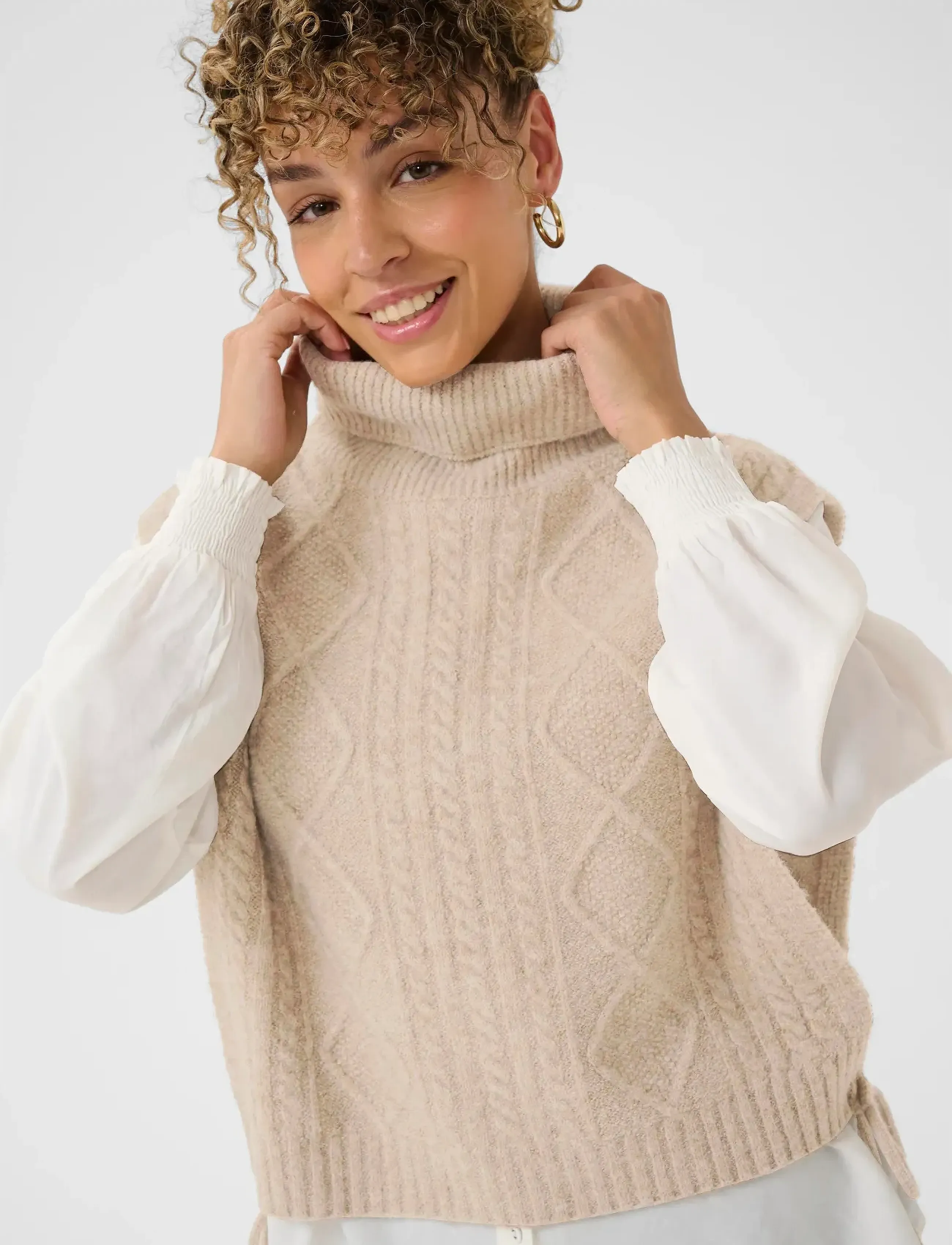 Cream - CRFrina Knit Slipover - knitted vests - cobblestone melange - 5