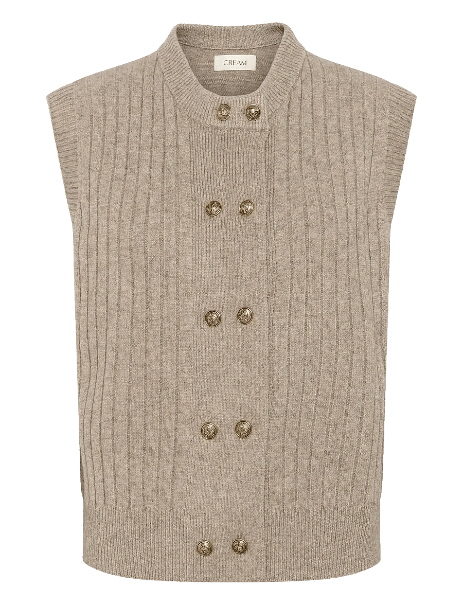 Cream - CREroka Knit Slipover - neuleliivit - cobblestone melange - 1