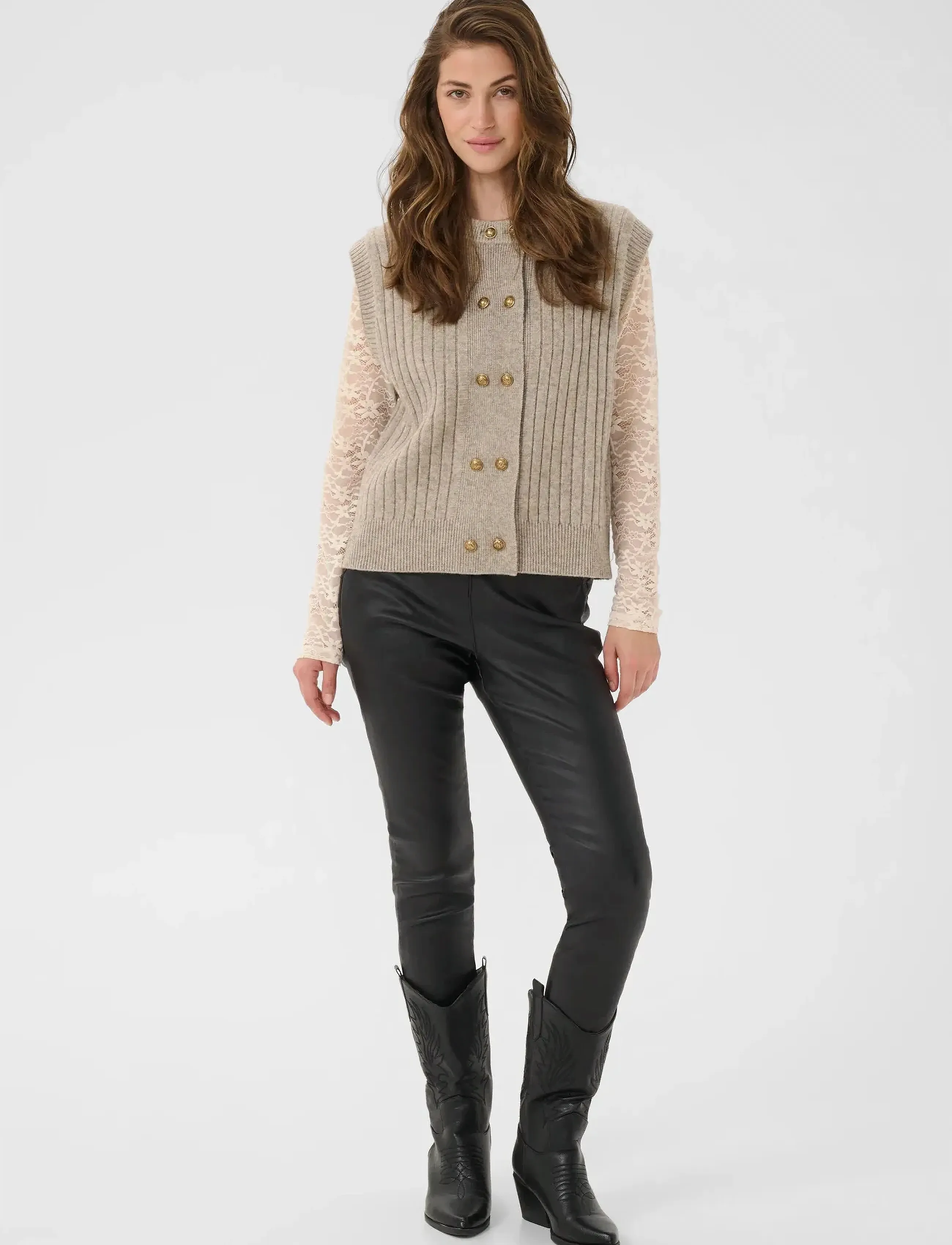 Cream - CREroka Knit Slipover - gestrickte westen - cobblestone melange - 3