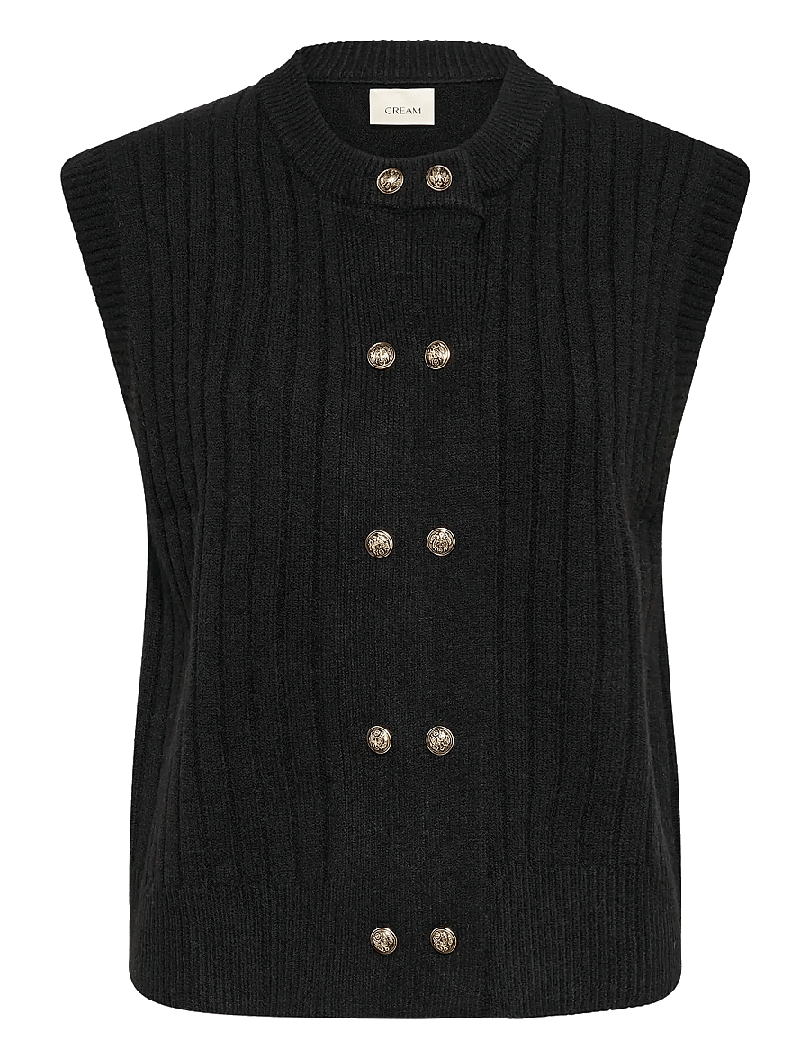 Cream - CREroka Knit Slipover - vestes tricot - pitch black - 1