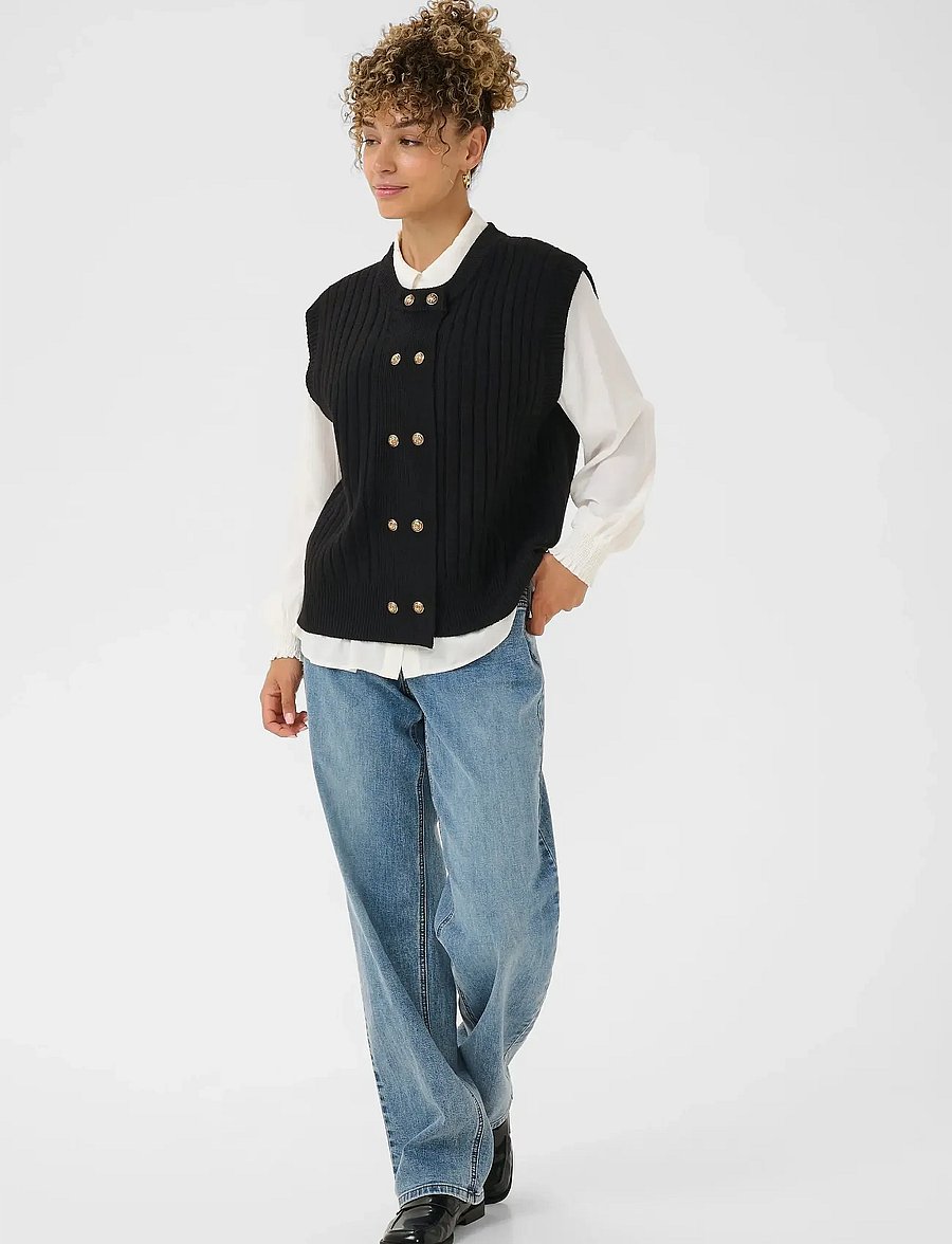 Cream - CREroka Knit Slipover - vestes tricot - pitch black - 3