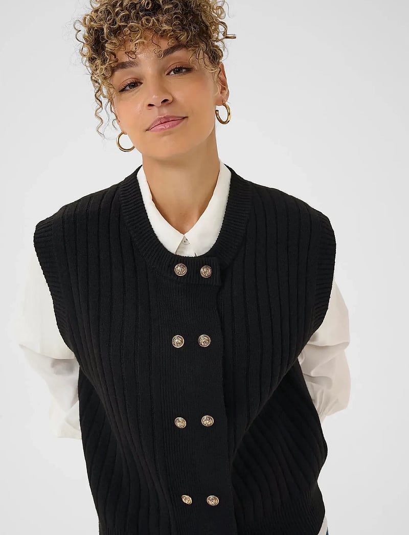 Cream - CREroka Knit Slipover - strikveste - pitch black - 5