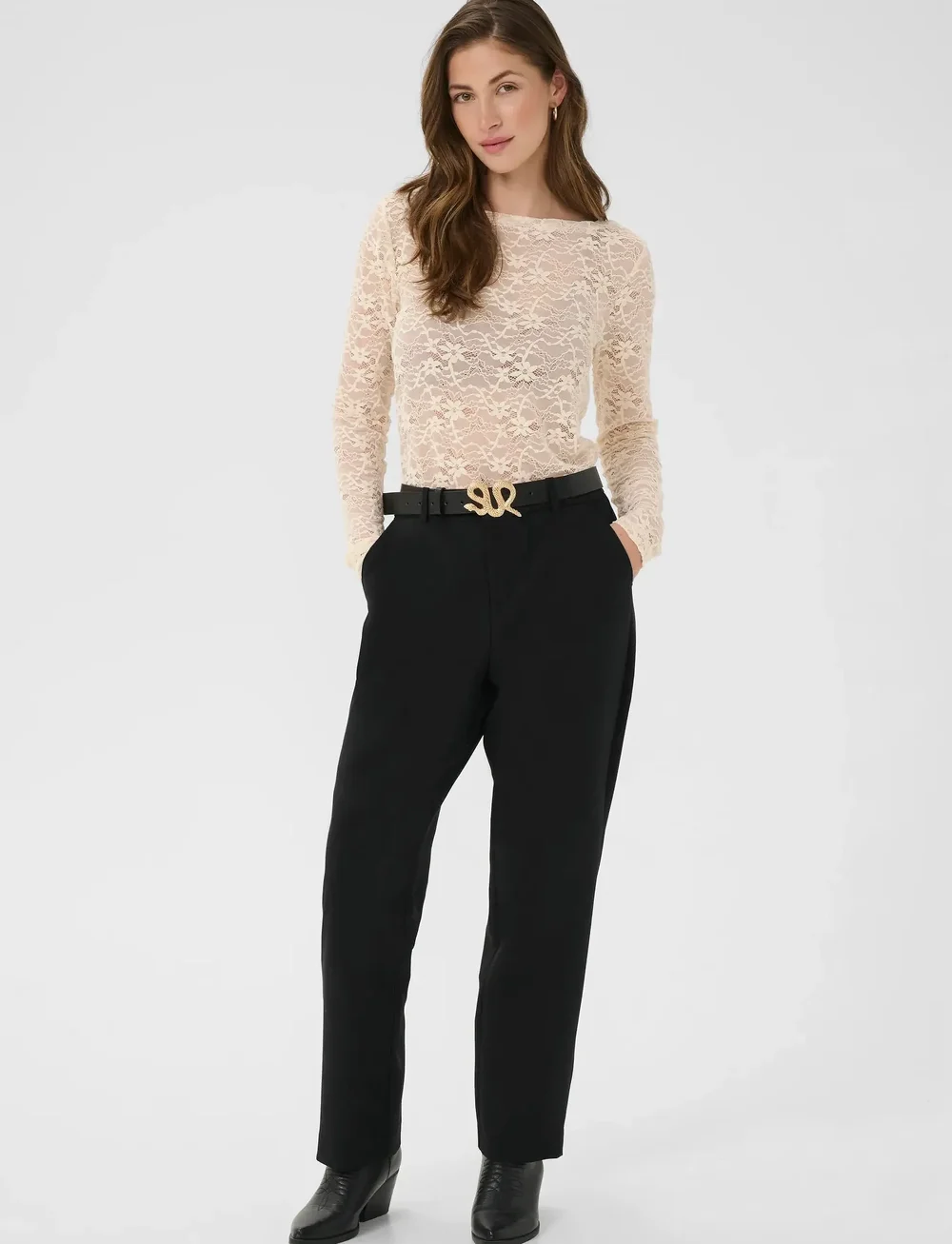 Cream - CRVeronica Ankl Pant - tiesaus kirpimo kelnės - pitch black - 3