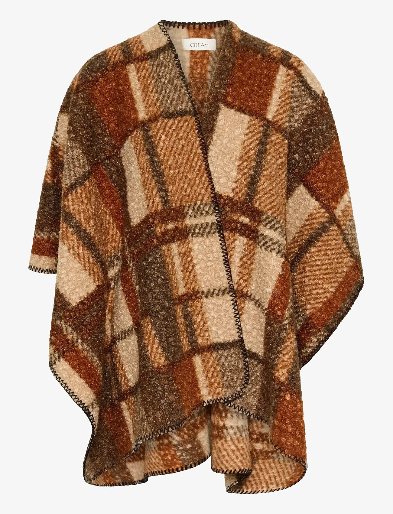 Cream - CRBlye Teddy Cape - ponchos & capes - sorrel horse check - 1