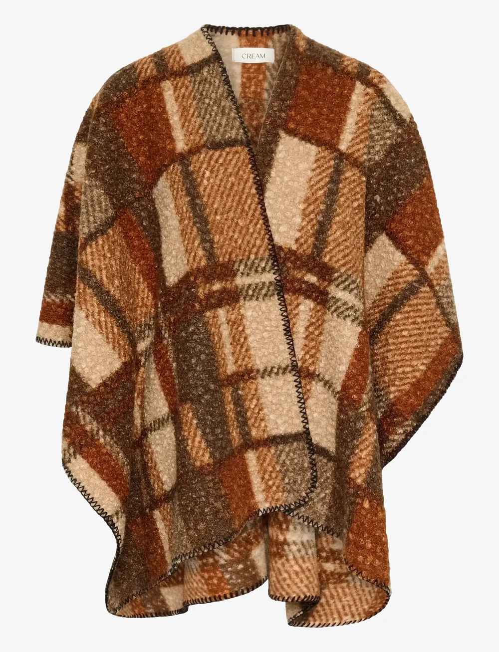 Cream - CRBlye Teddy Cape - ponchoer & kapper - sorrel horse check - 1