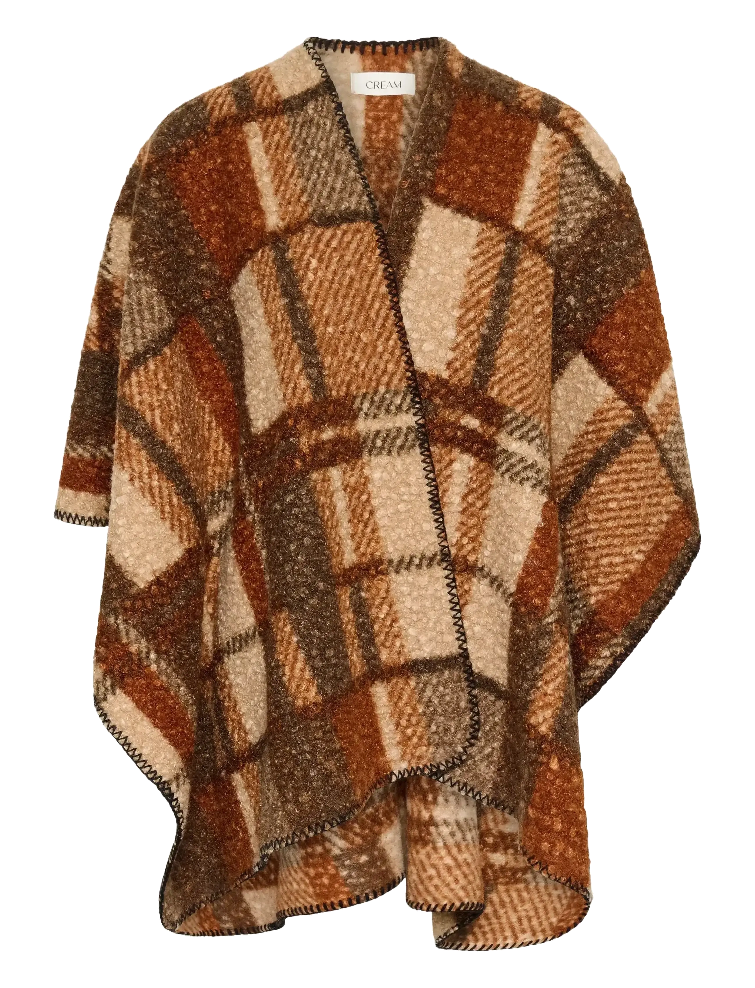 Cream CRBlye Teddy Cape - Transitional Layering - SORREL HORSE CHECK / brown