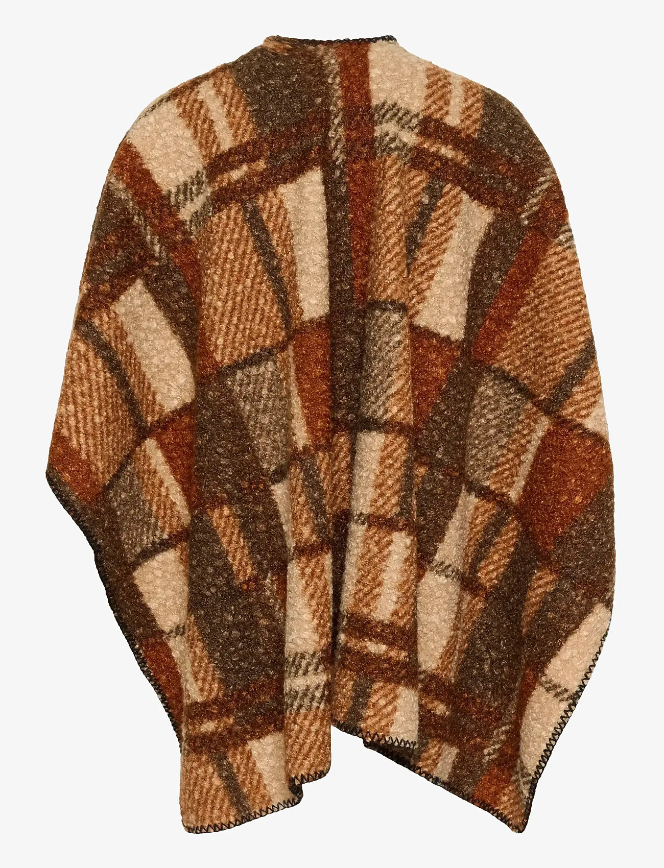 Cream - CRBlye Teddy Cape - ponchos & capes - sorrel horse check - 2