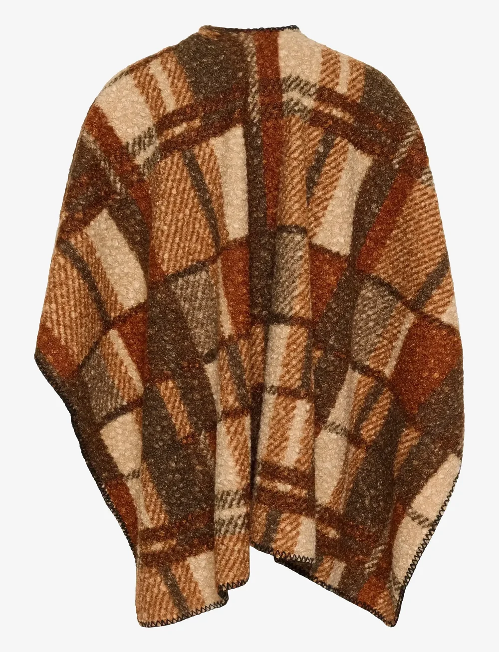 Cream - CRBlye Teddy Cape - ponchoer & kapper - sorrel horse check - 2