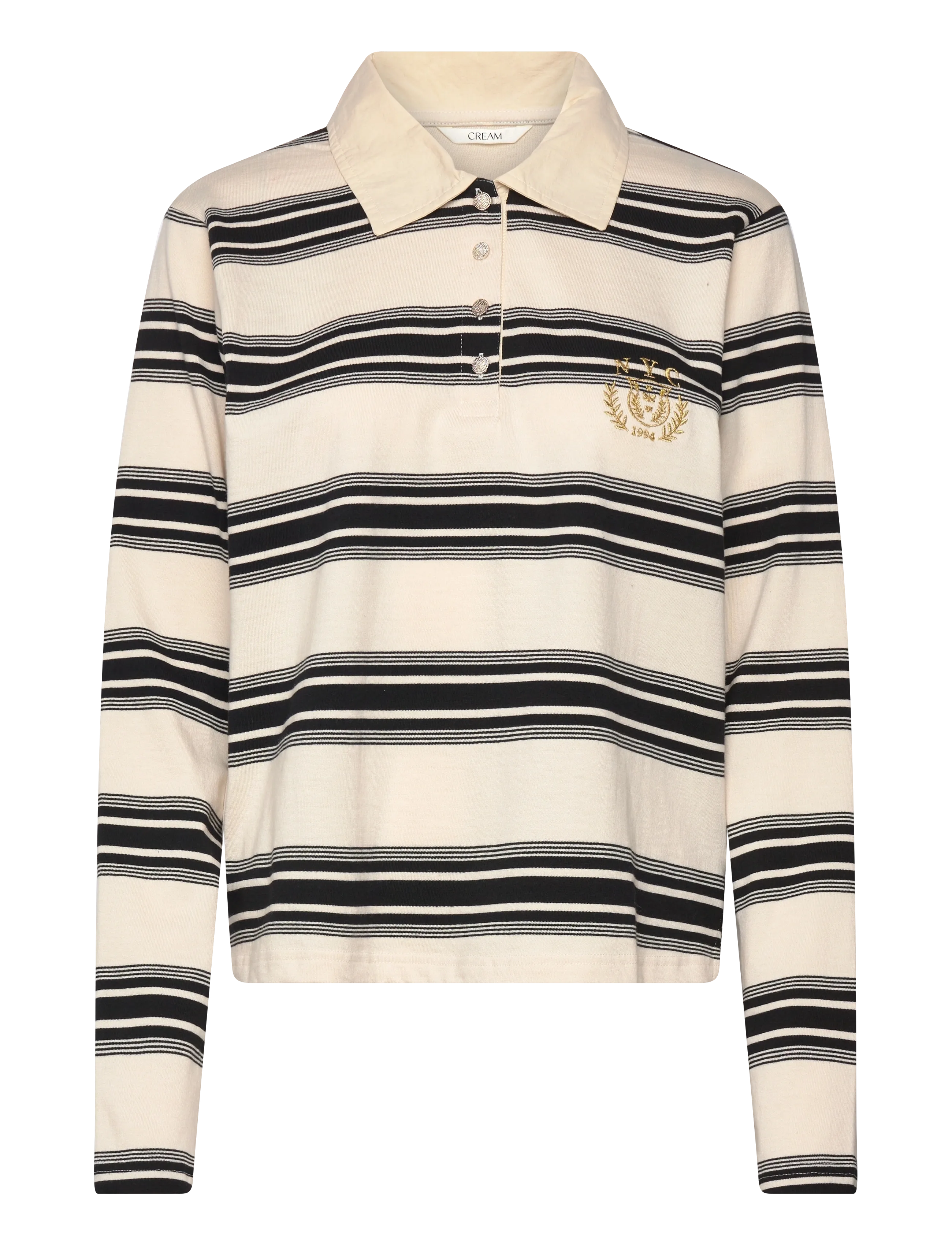 Cream CRCarmell polo sweatshirt - T-Shirts & Tops - BIRCH AND BLACK STRIPE / cream