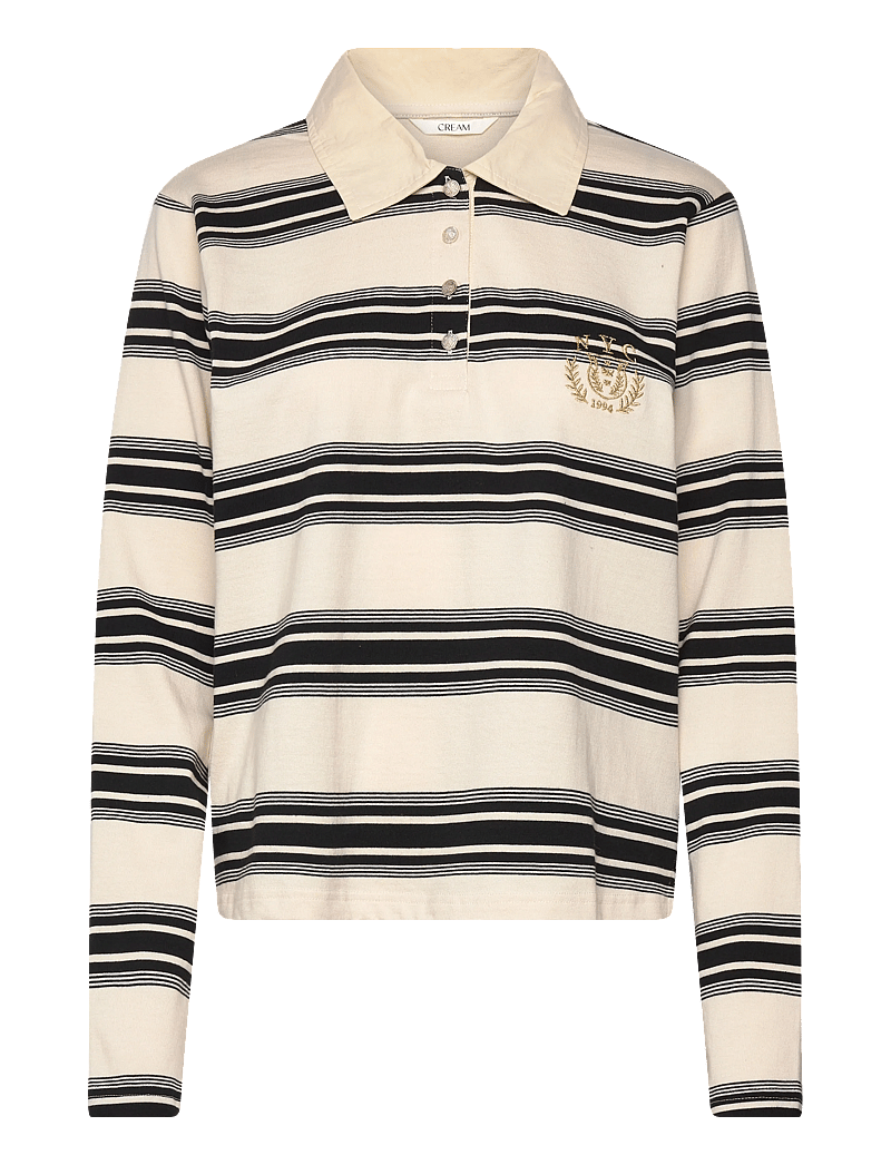 Cream - CRCarmell polo sweatshirt - pikéer - birch and black stripe - 0