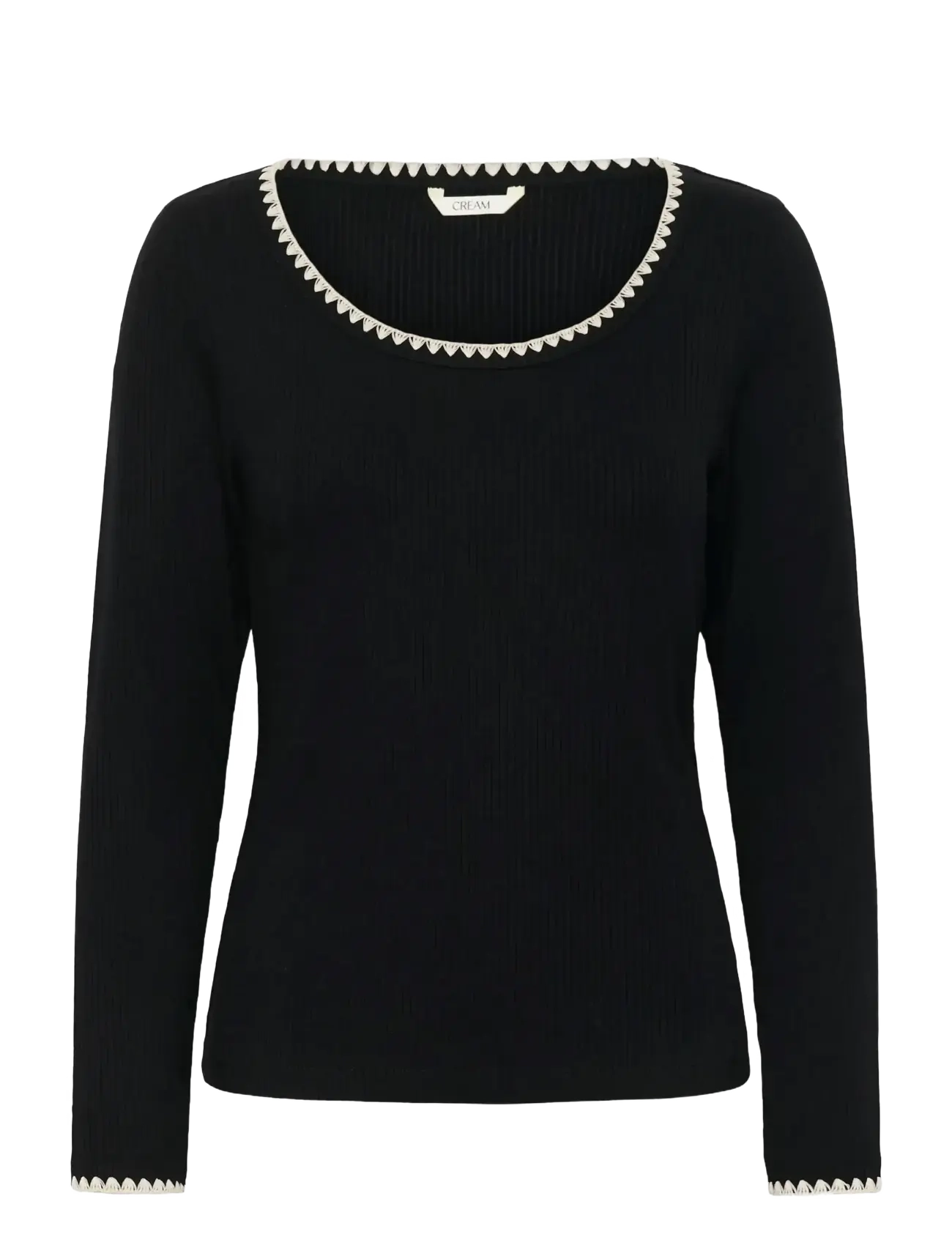 Cream CRRibba Embroidery LS T-Shirt - Tøj - PITCH BLACK / black