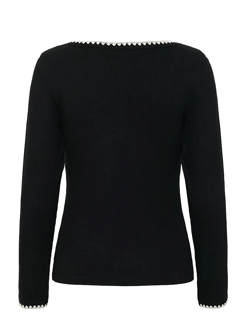 Cream - CRRibba Embroidery LS T-Shirt - langærmede toppe - pitch black - 2