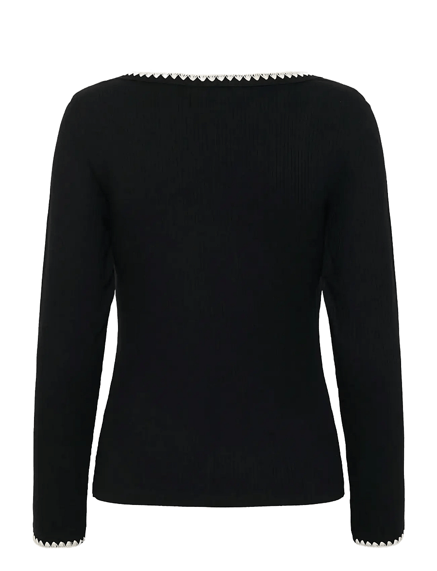 Cream - CRRibba Embroidery LS T-Shirt - langærmede toppe - pitch black - 2