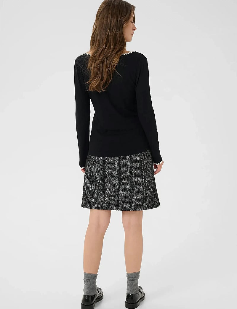 Cream - CRRibba Embroidery LS T-Shirt - langærmede toppe - pitch black - 4