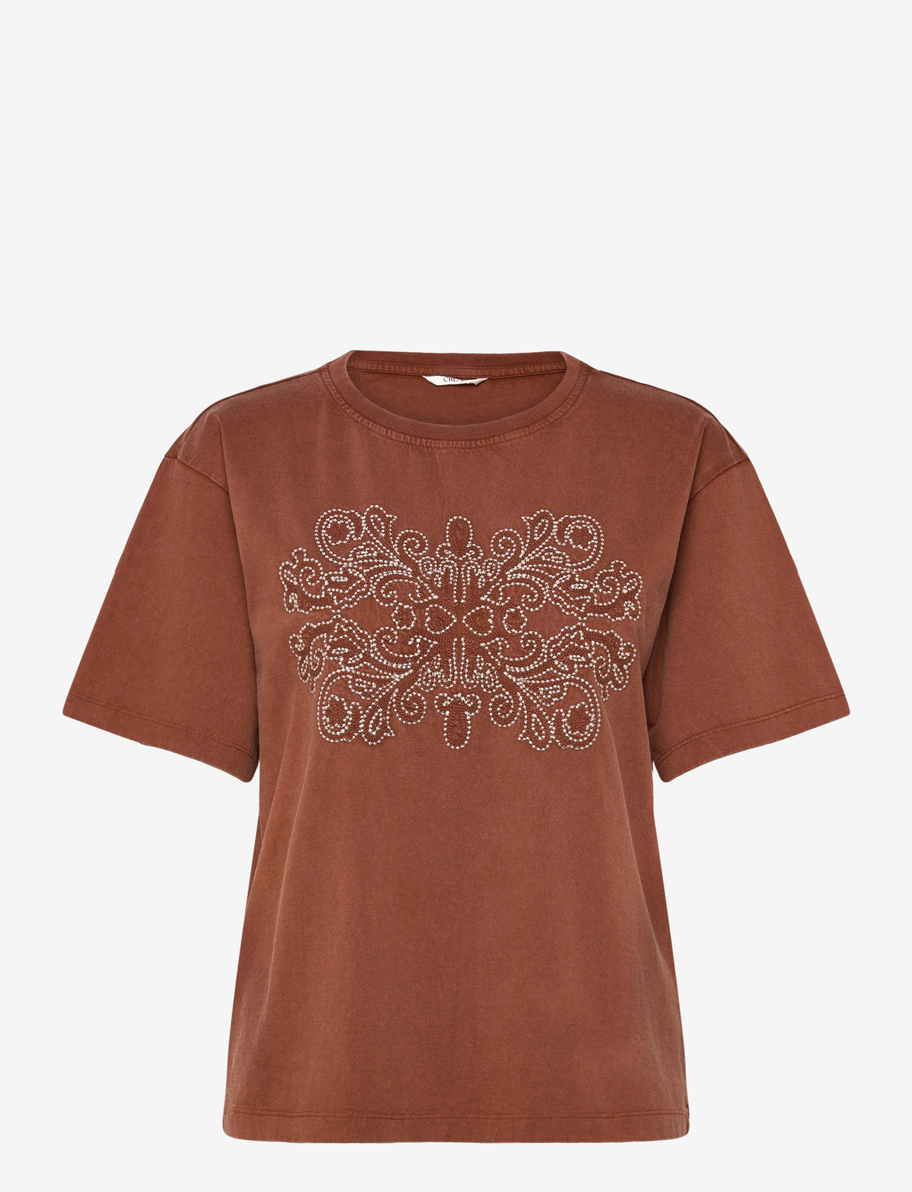 Cream - CRLeona Emb Tshirt - t-shirts - sorrel horse - 0
