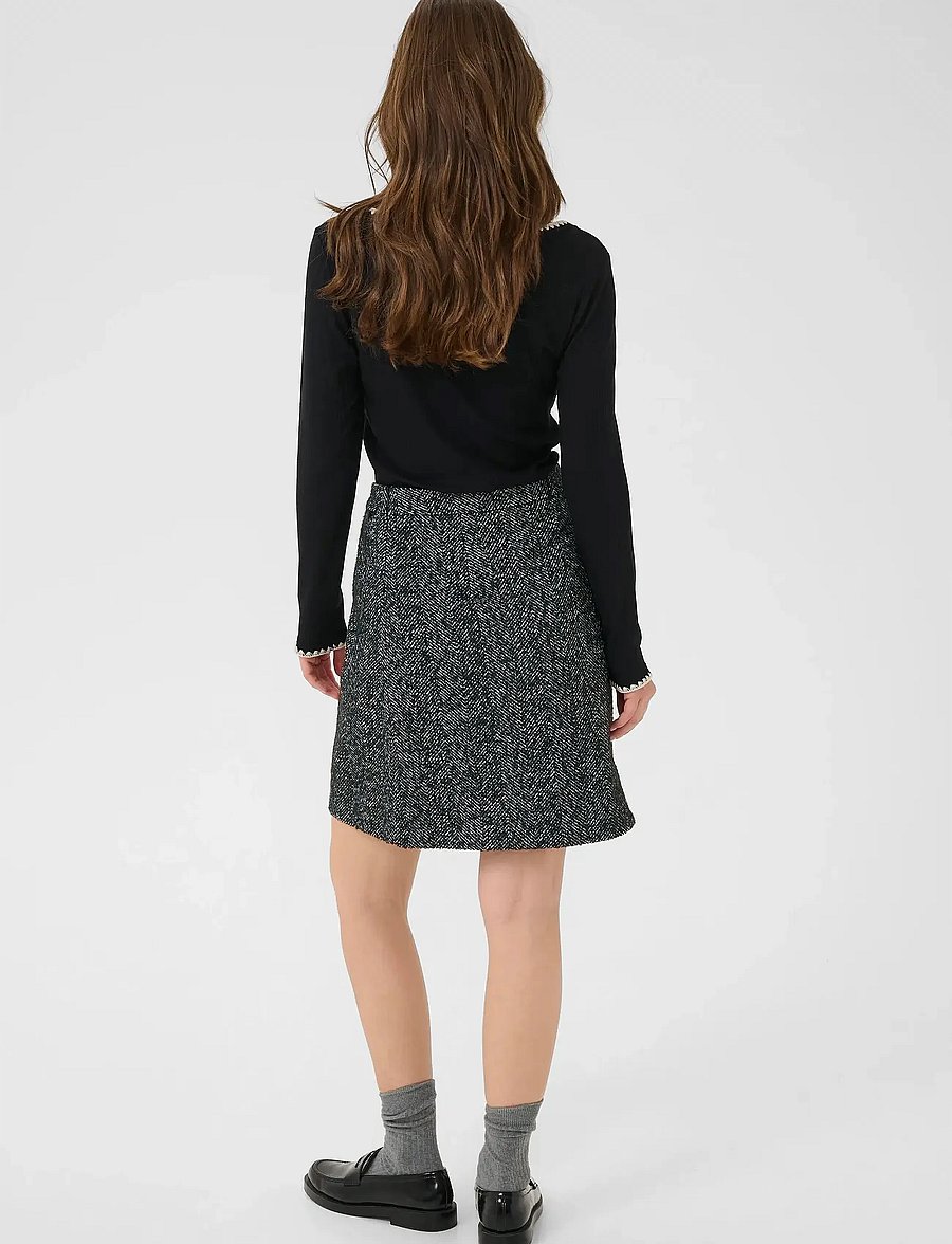 Cream - CROlina Skirt - miniseelikud - black/white herringbone - 4