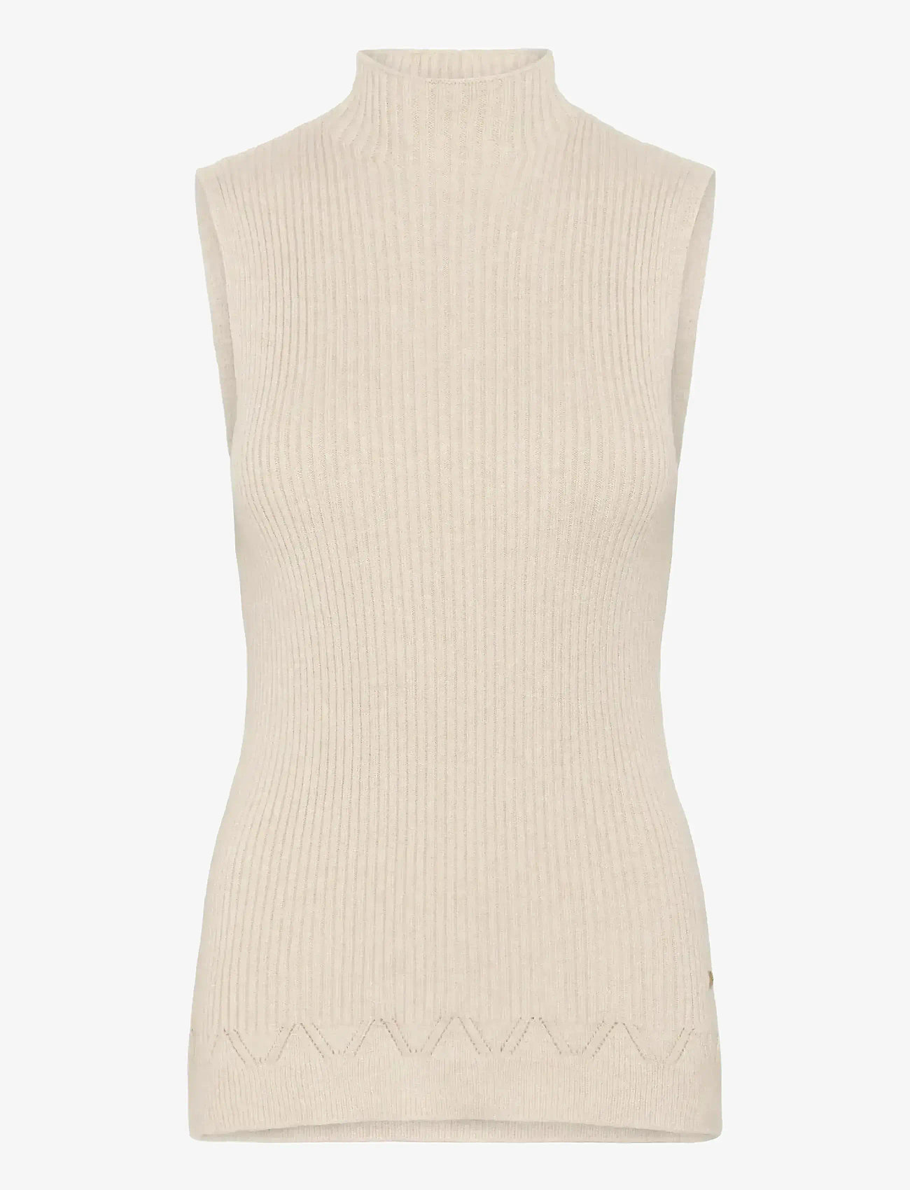 Cream - CRDela Knit Sleeveless Turtleneck - rullekraver - oat melange - 1