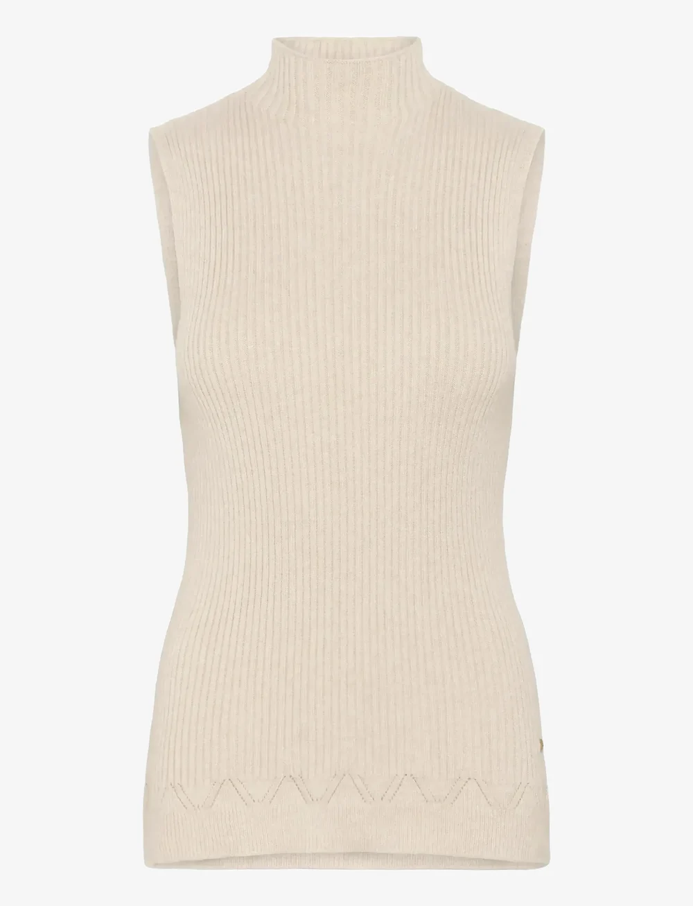Cream - CRDela Knit Sleeveless Turtleneck - rullekraver - oat melange - 1