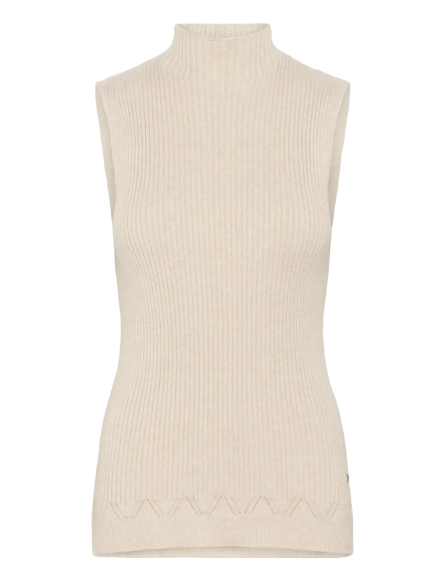 Cream - CRDela Knit Sleeveless Turtleneck - rollkragenpullover - oat melange - 1