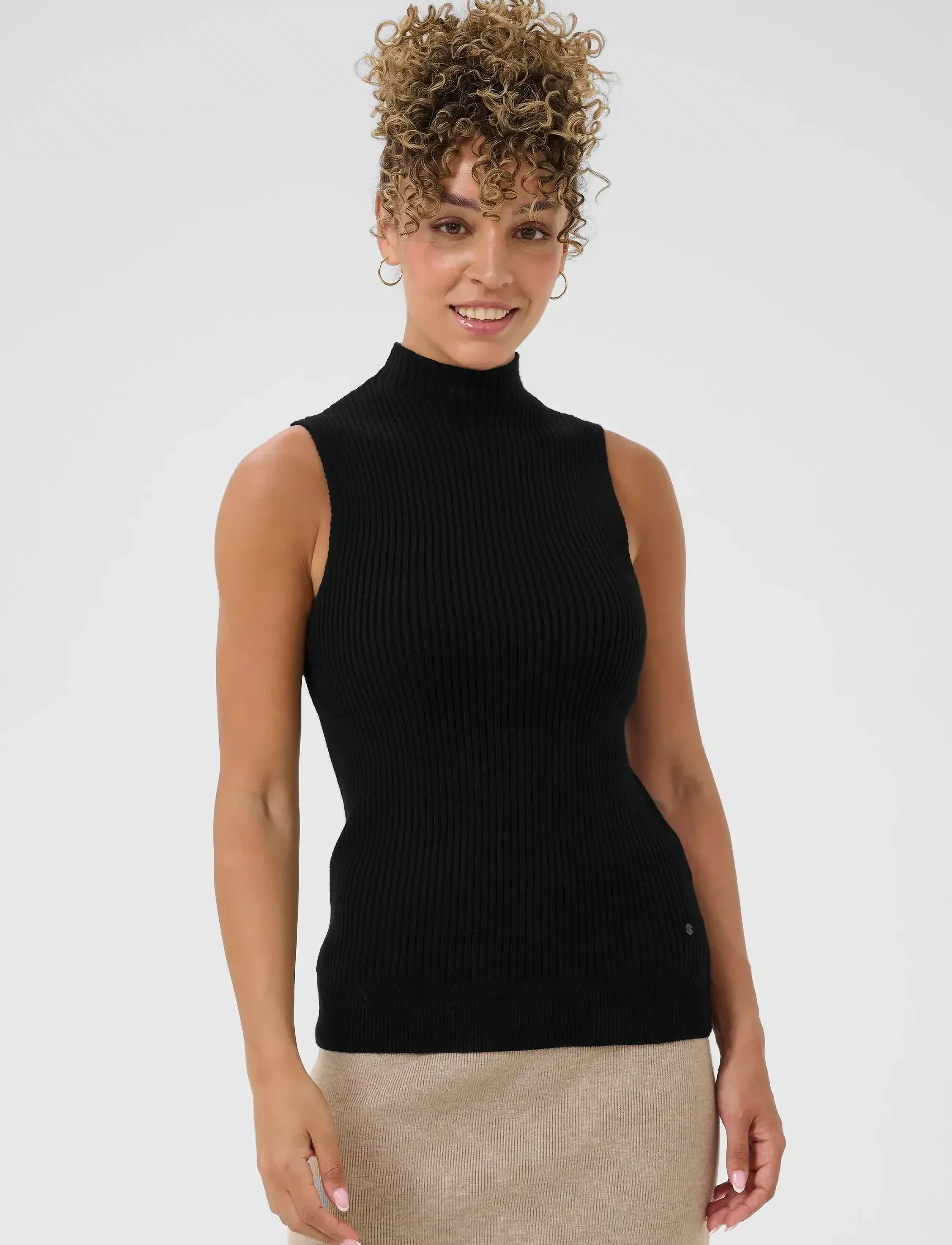 Cream Crdela Knit Sleeveless Turtleneck, M, Black, Strik > Rullekrave, Dame