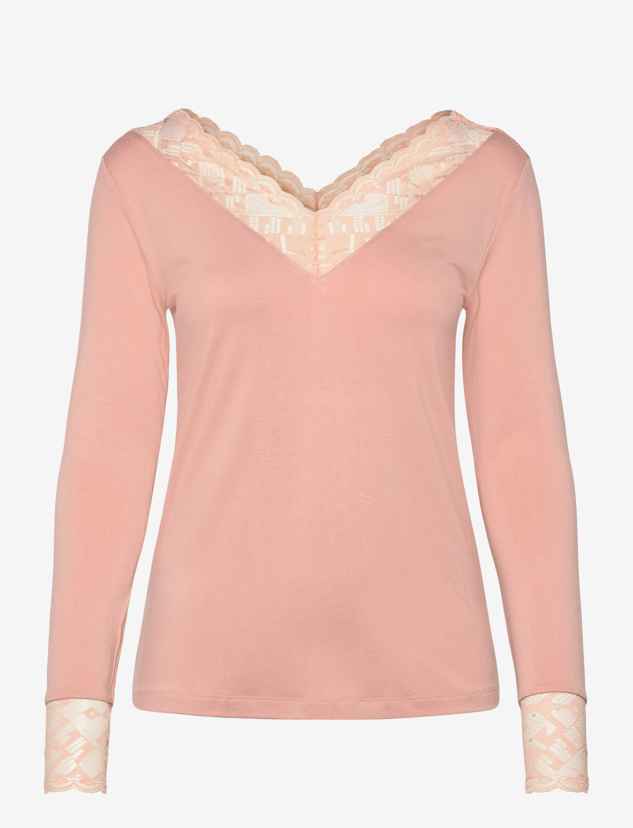 Cream - CRTrulla LS Lace T-Shirt - long-sleeved tops - rose dust - 0
