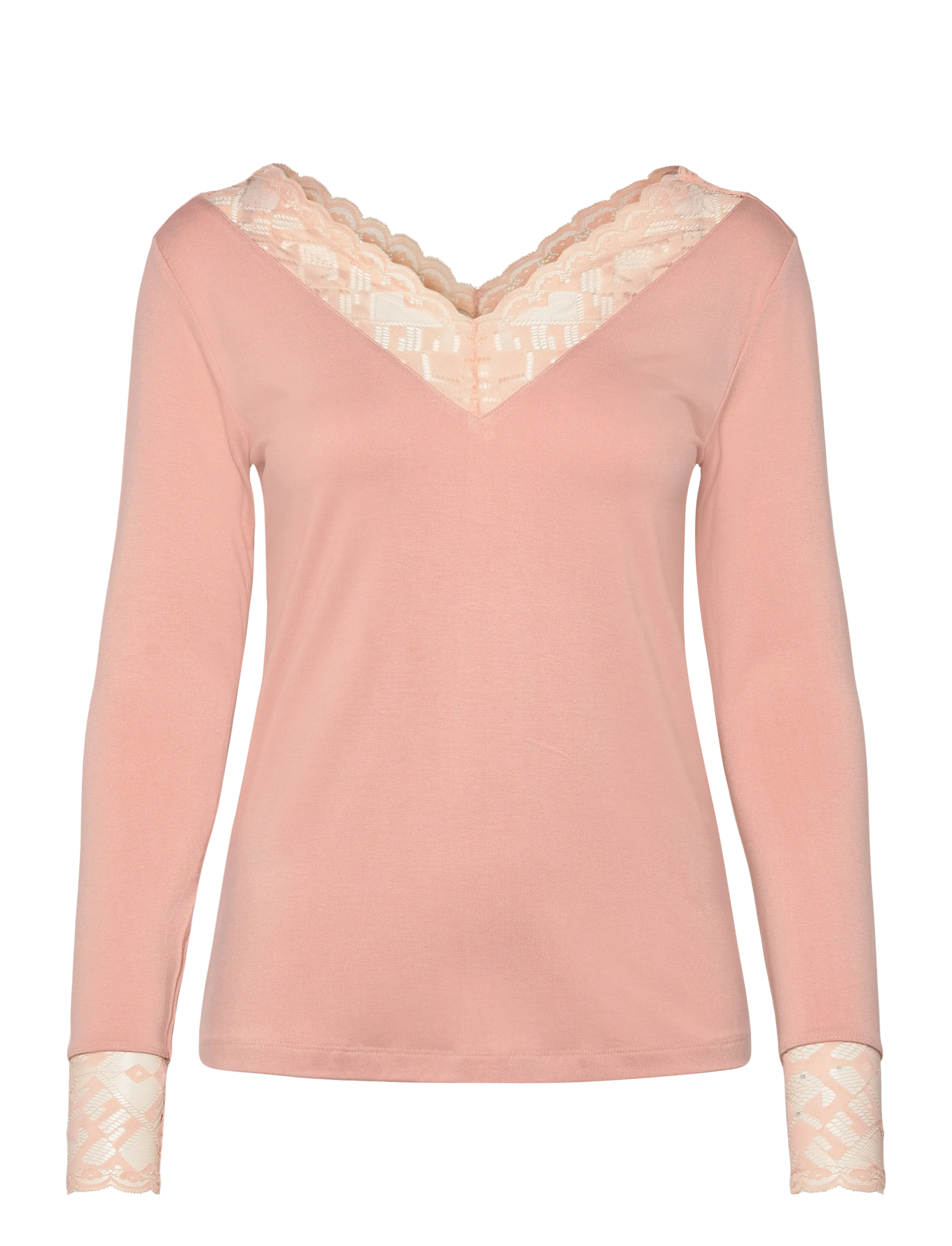 Cream CRTrulla LS Lace T-Shirt - T-Shirts & Tops - ROSE DUST / pink/rose