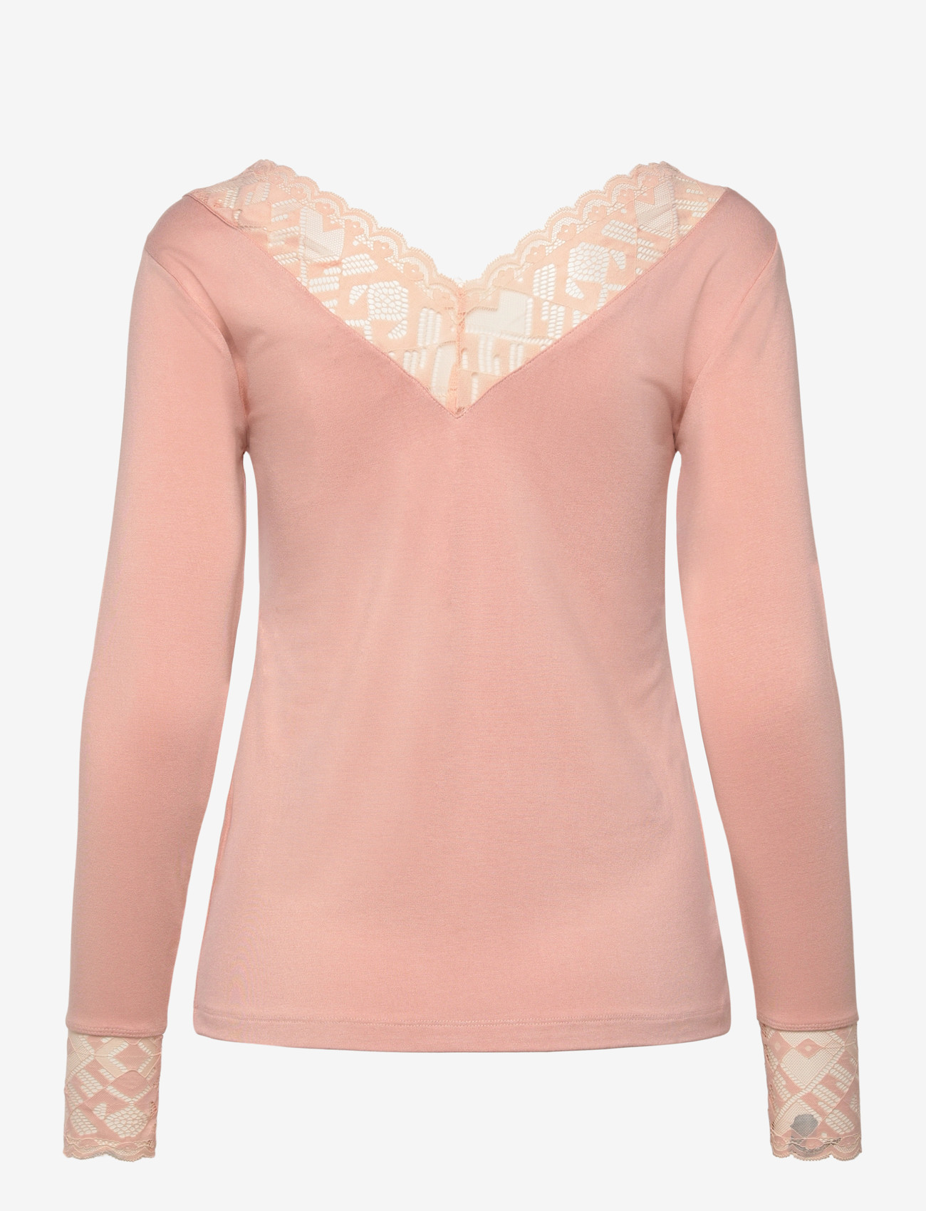 Cream - CRTrulla LS Lace T-Shirt - long-sleeved tops - rose dust - 1