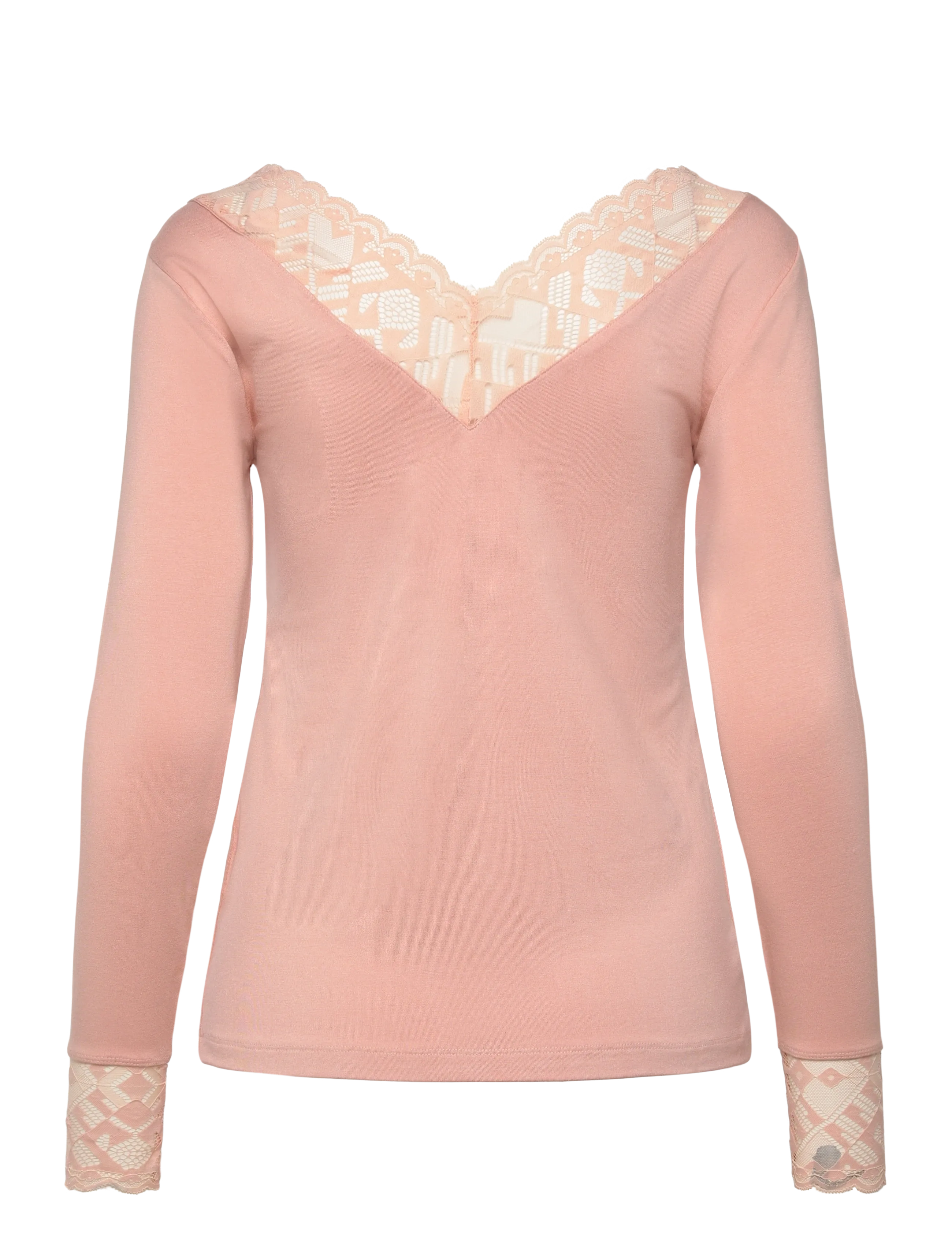 Cream - CRTrulla LS Lace T-Shirt - langærmede toppe - rose dust - 1