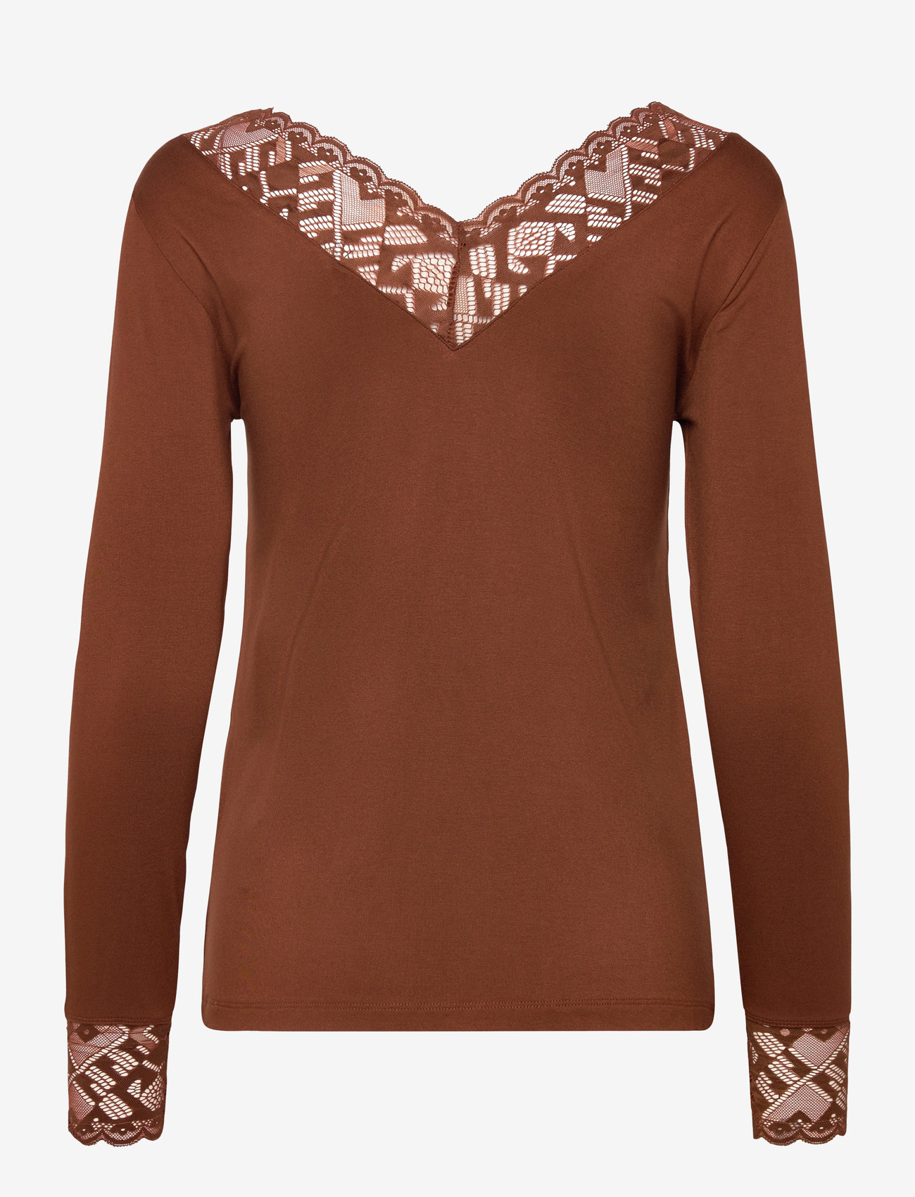 Cream - CRTrulla LS Lace T-Shirt - långärmade toppar - sorrel horse - 1