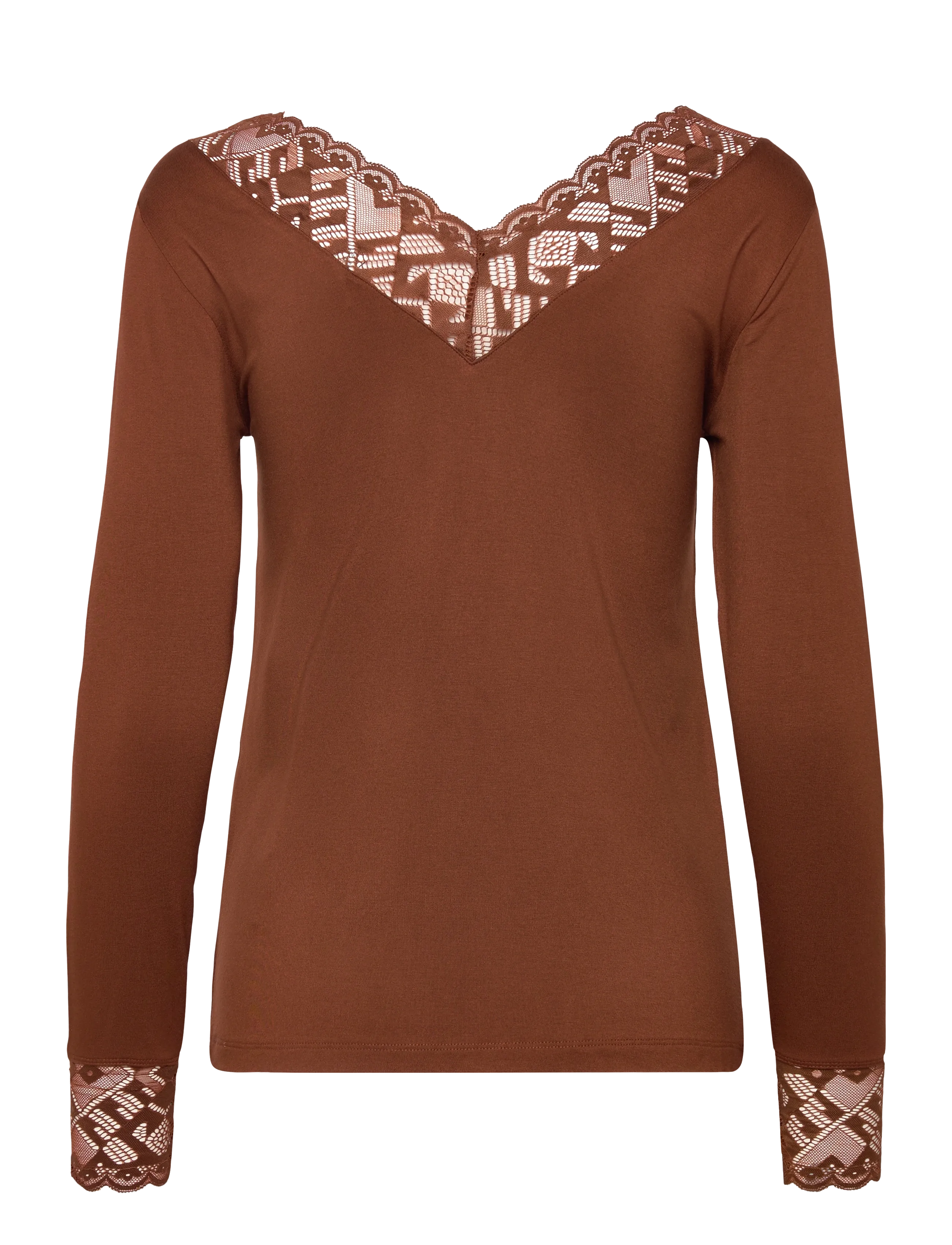 Cream - CRTrulla LS Lace T-Shirt - langærmede toppe - sorrel horse - 1