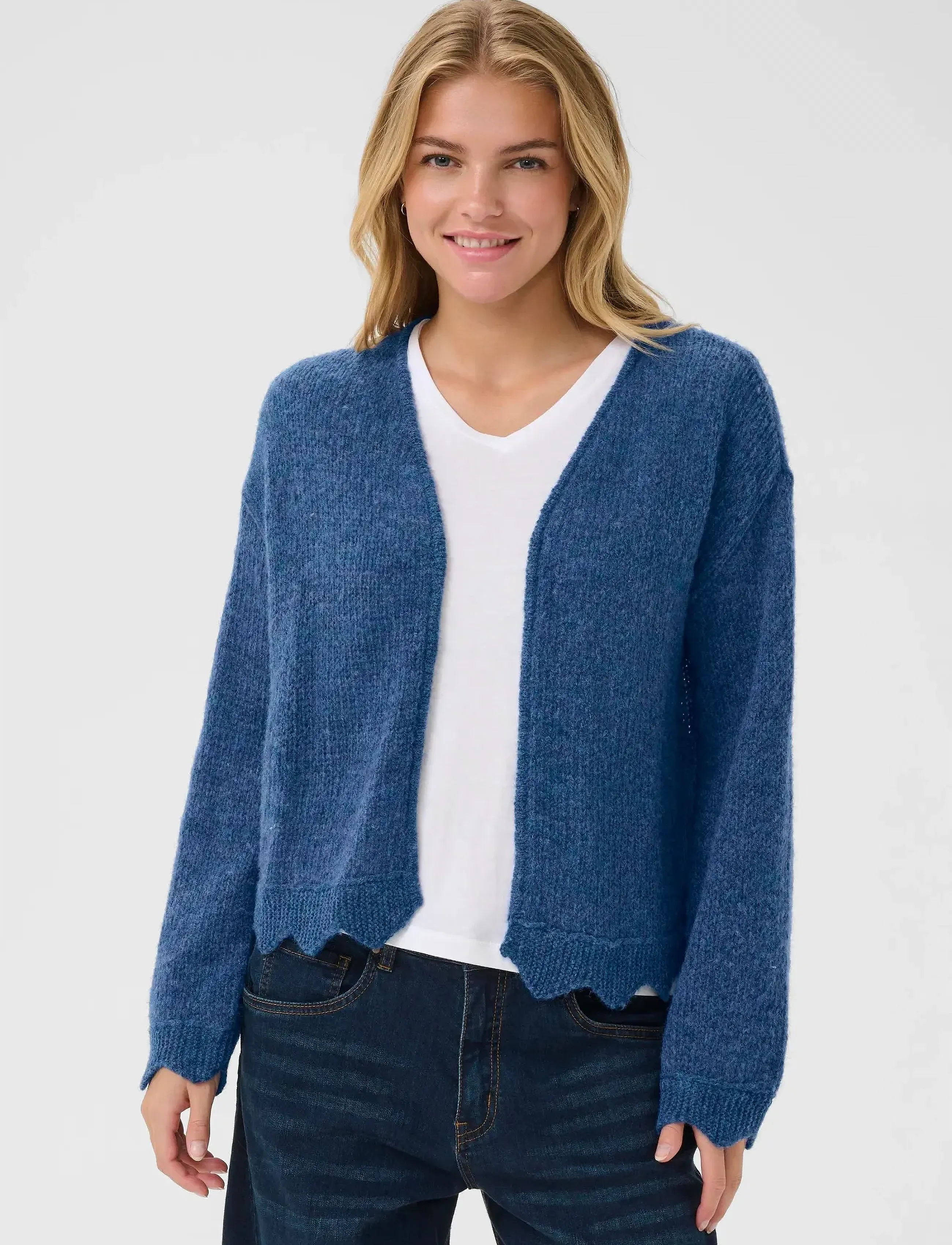 Cream Crniso Cardigan, Kvinder, Bølget Cardigan, Blå, Str: S