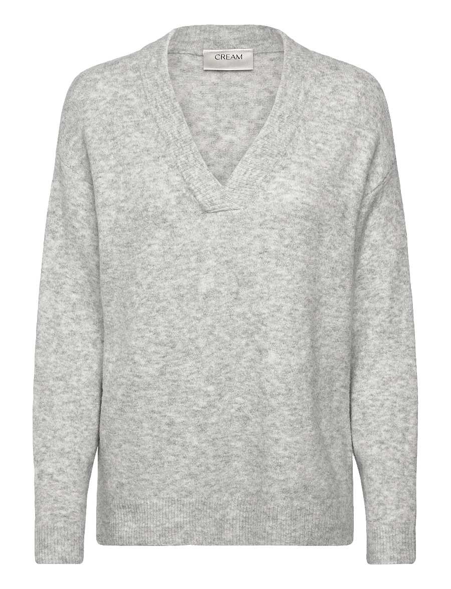 Cream - CRMerle OZ V-Neck Pullover - pullover - grey melange - 0