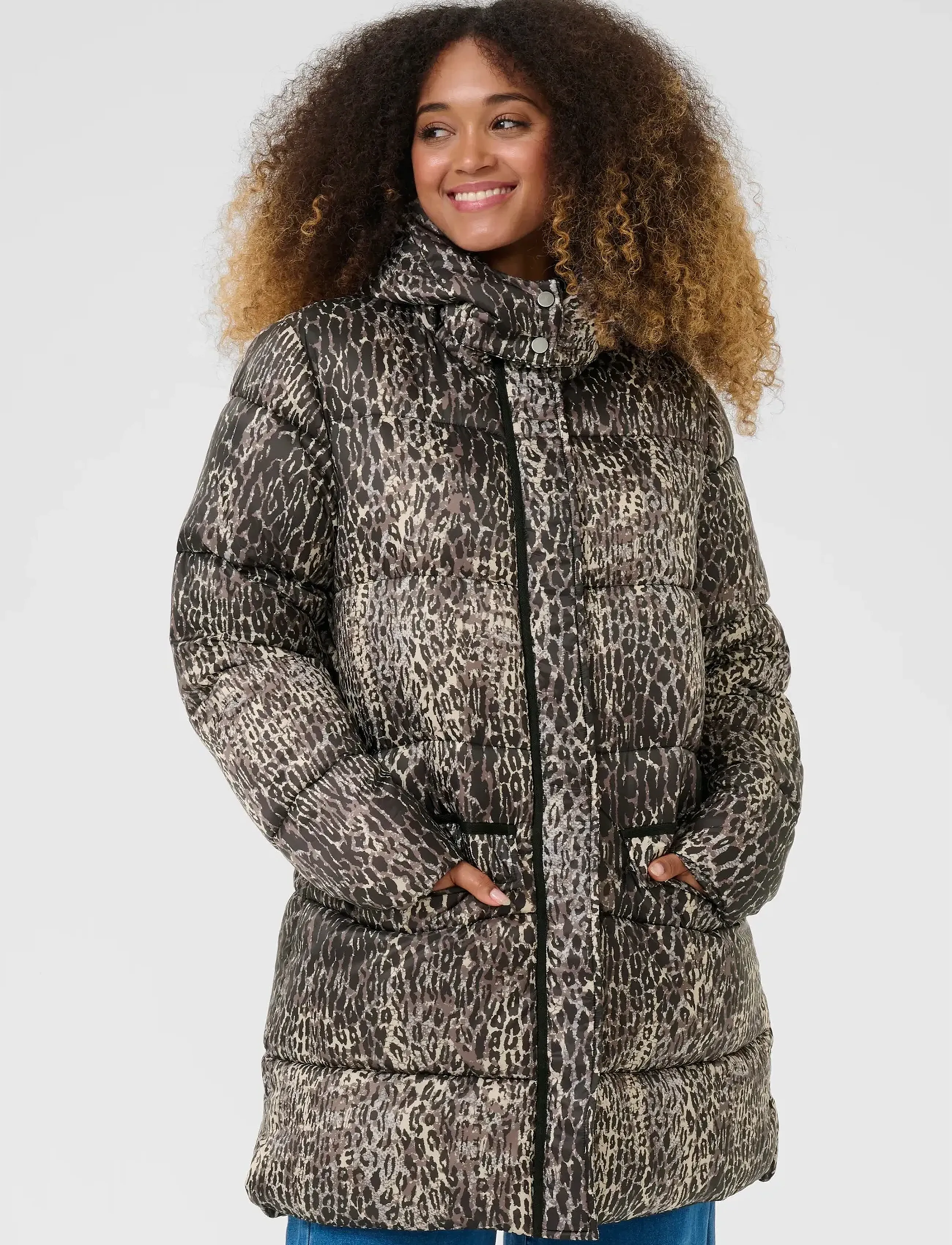 Cream Crgaiagro Midi Printed Jacket, 34, Coats, Grau - Padded Frauen