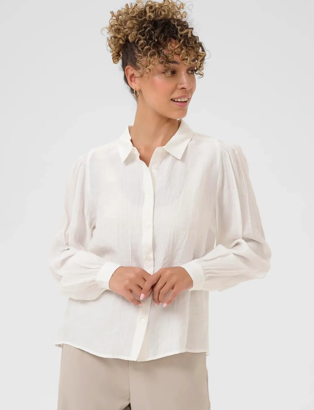 Cream - CRTina Shirt - langærmede skjorter - snow white - 0