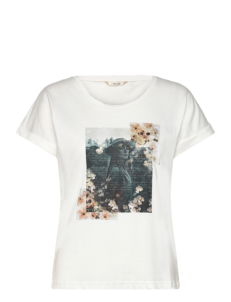 Cream - CRMias T-Shirt - t-shirts - calm text floral - 0