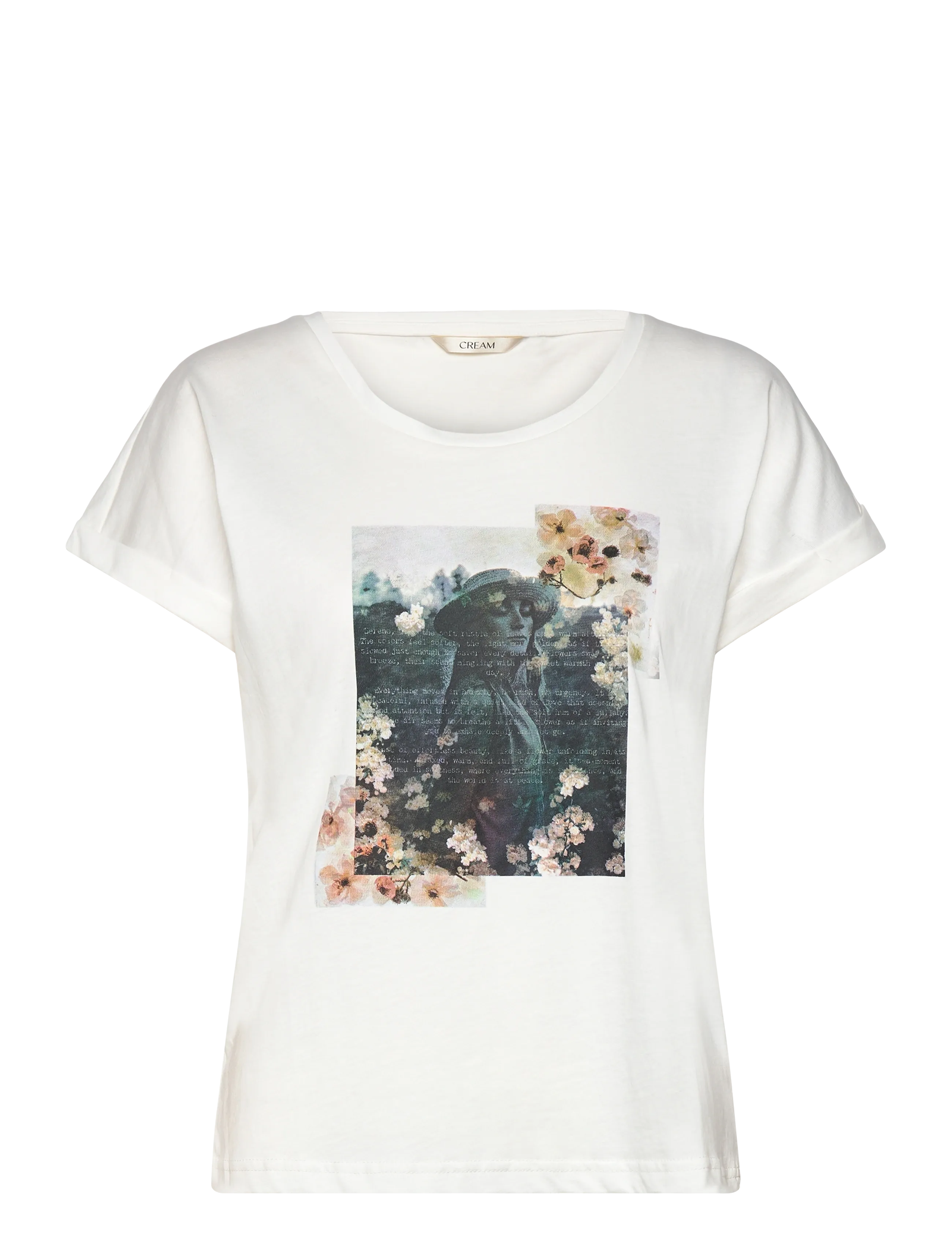 Cream CRMias T-Shirt - Kampagne - CALM TEXT FLORAL / white