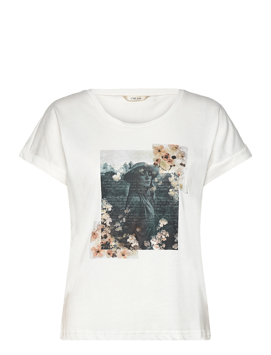 Cream - CRMias T-Shirt - t-shirts - calm text floral - 0