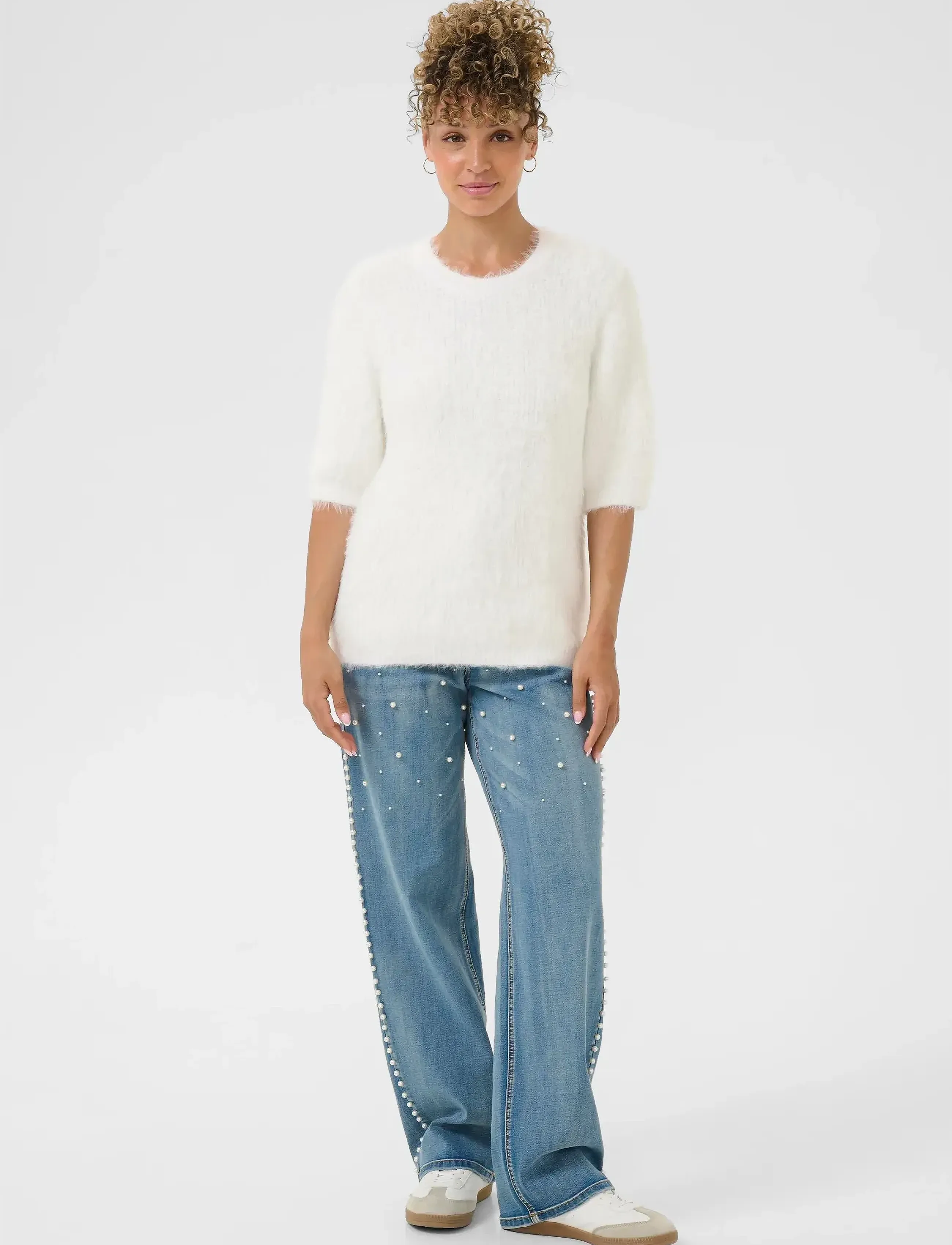 Cream - CRLini Knit Pullover - trøjer - snow white - 3