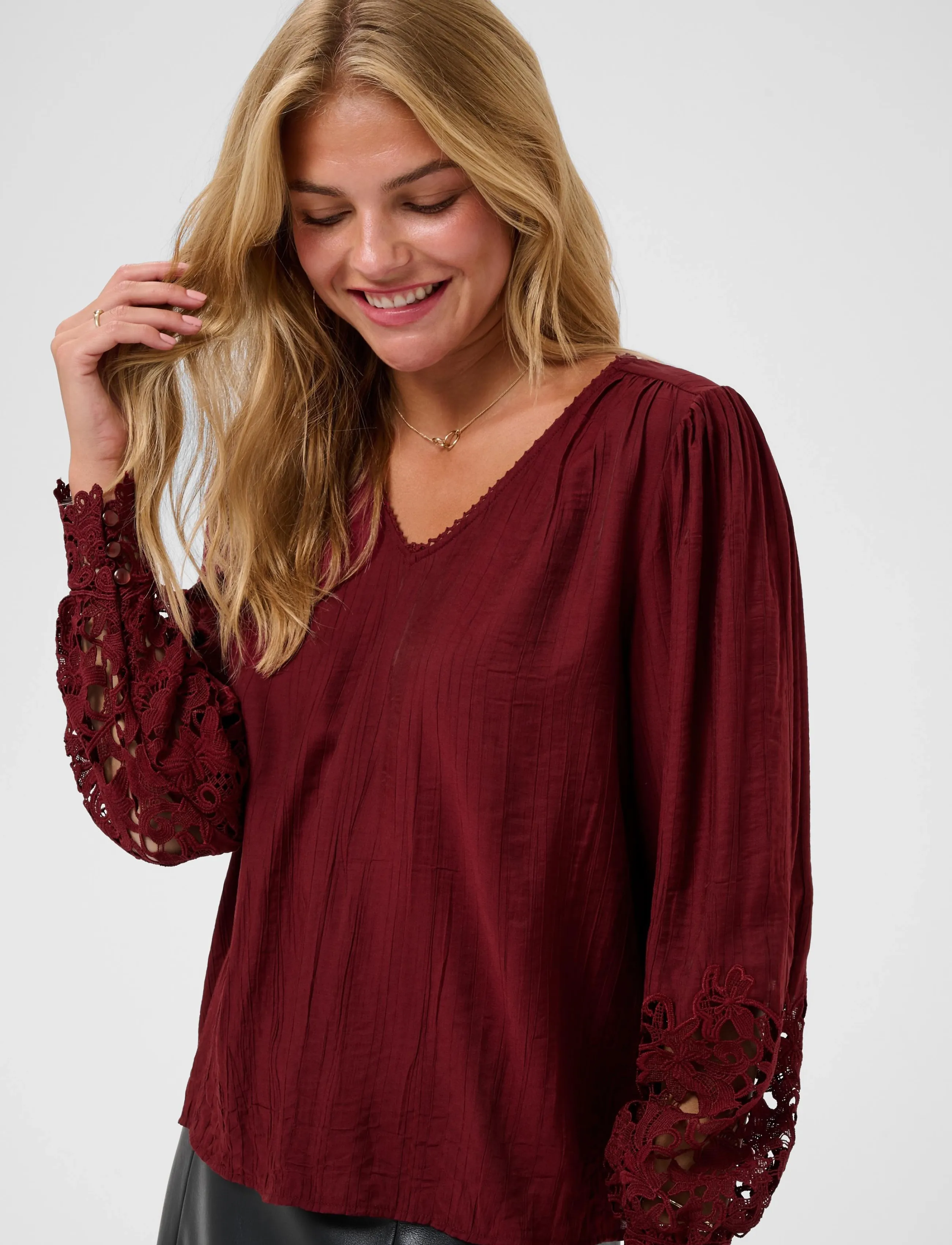 Cream - CRTina Blouse - langärmelige blusen - cabernet - 5