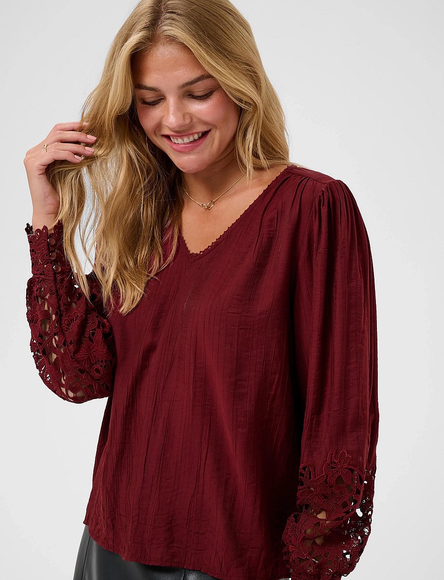 Cream - CRTina Blouse - långärmade blusar - cabernet - 5