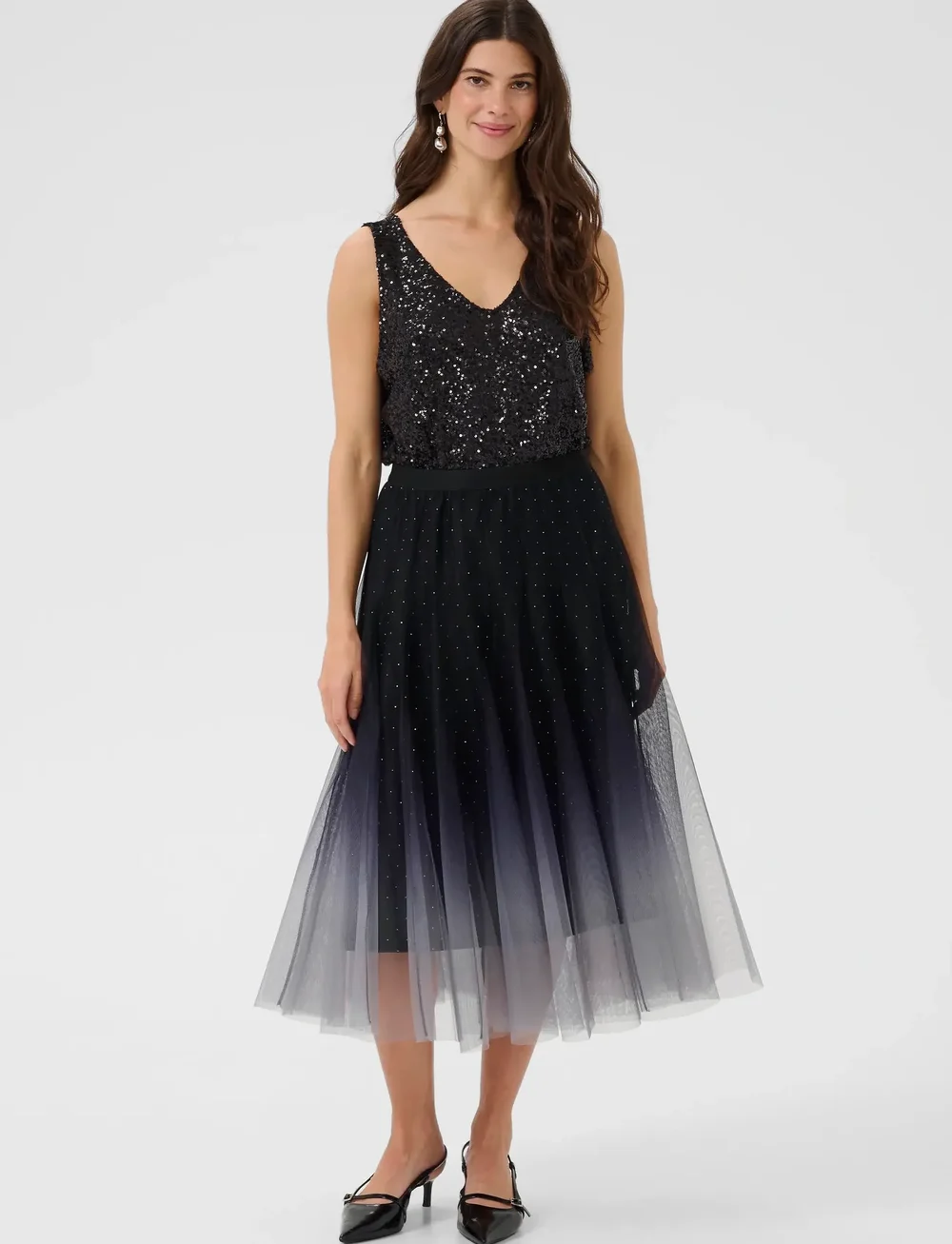 Cream - CRGlittery Mesh Skirt - plisserede nederdele - windward blue - 3