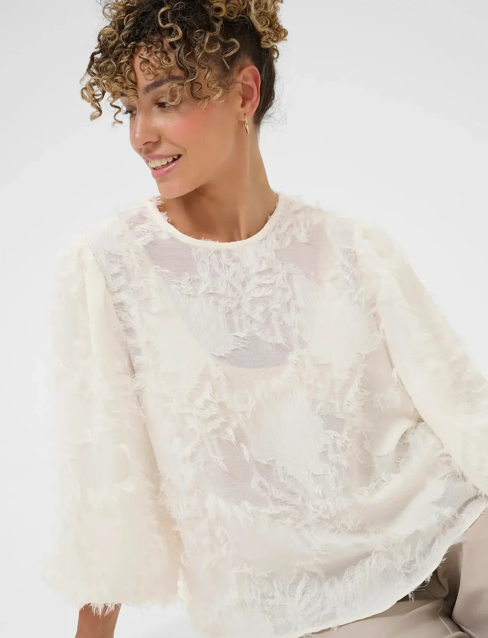 Cream - CRFreja Blouse - långärmade blusar - whisper white - 5