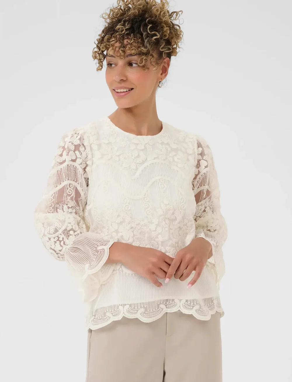 Cream - CRSanne Blouse - blouses met lange mouwen - whisper white - 0